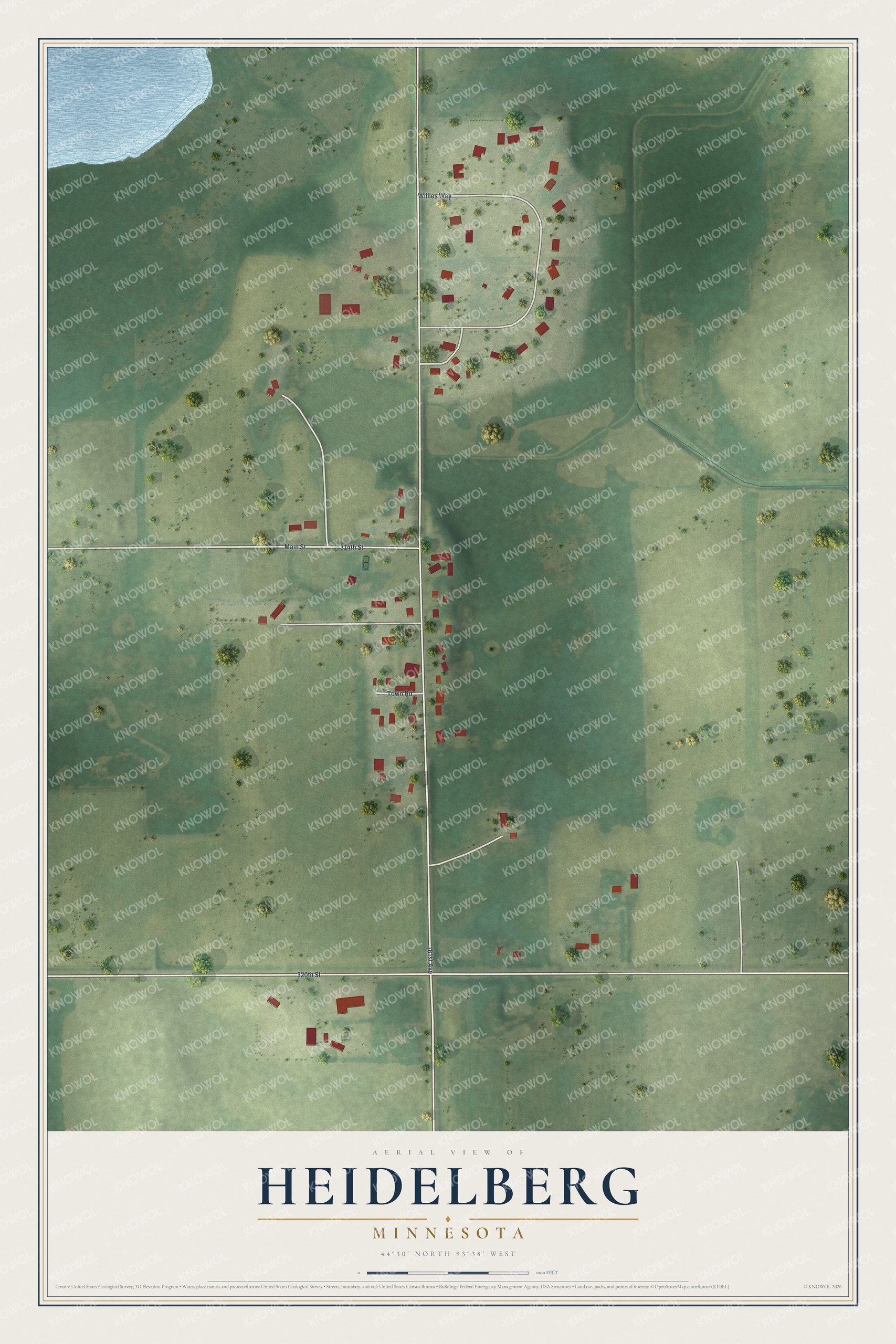 Watermarked full-map preview of Heidelberg, Minnesota