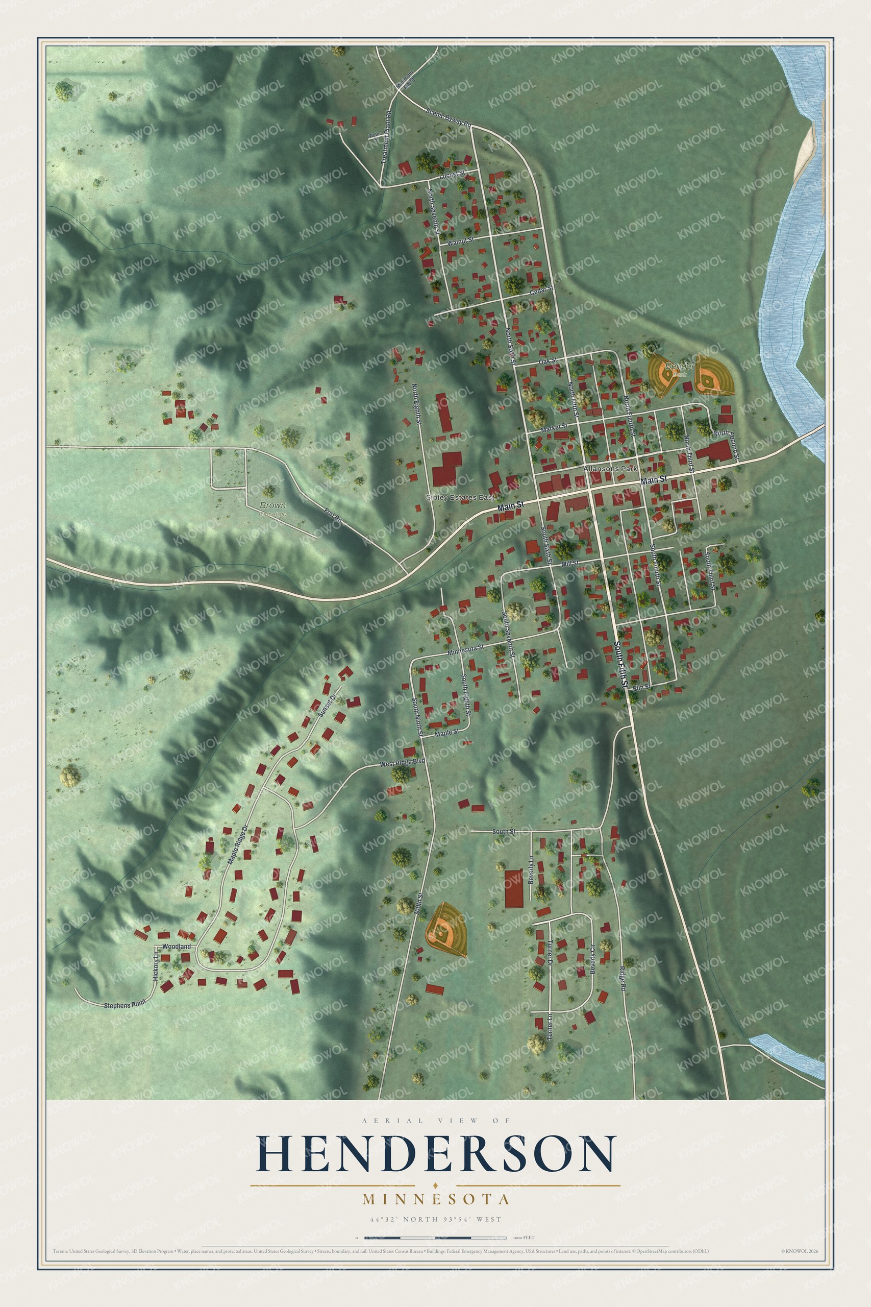 Watermarked full-map preview of Henderson, Minnesota