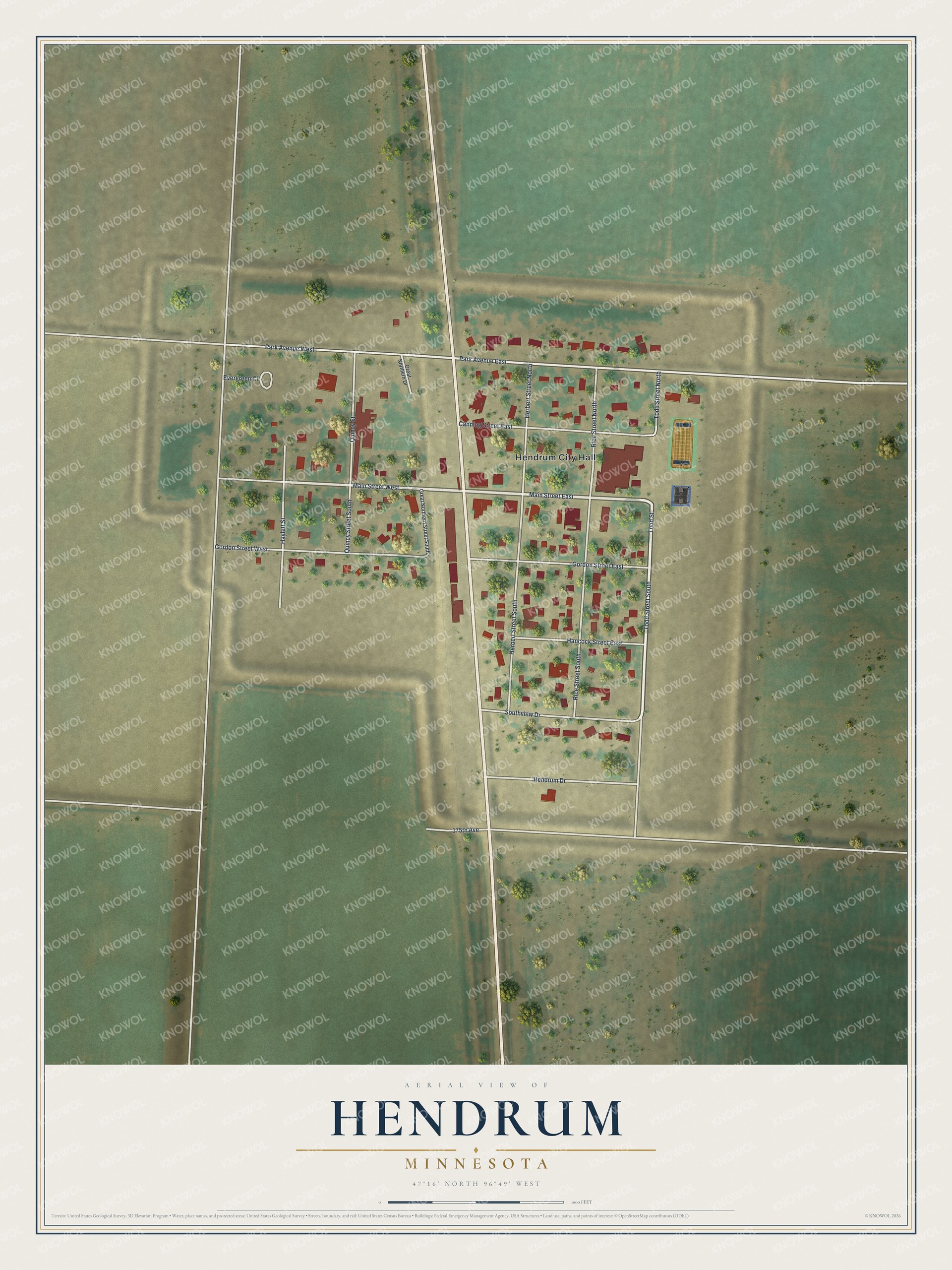 Watermarked full-map preview of Hendrum, Minnesota