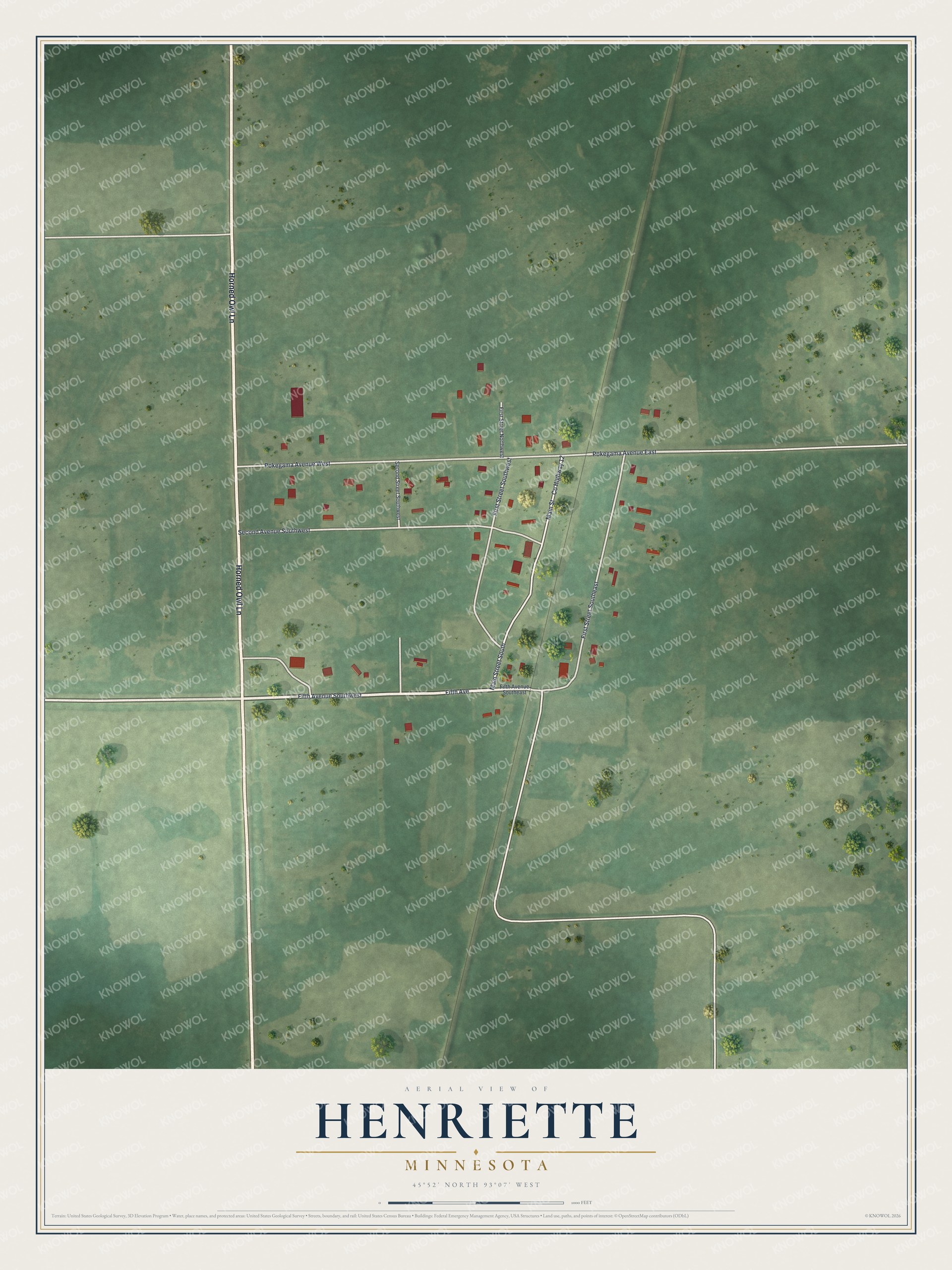 Watermarked full-map preview of Henriette, Minnesota