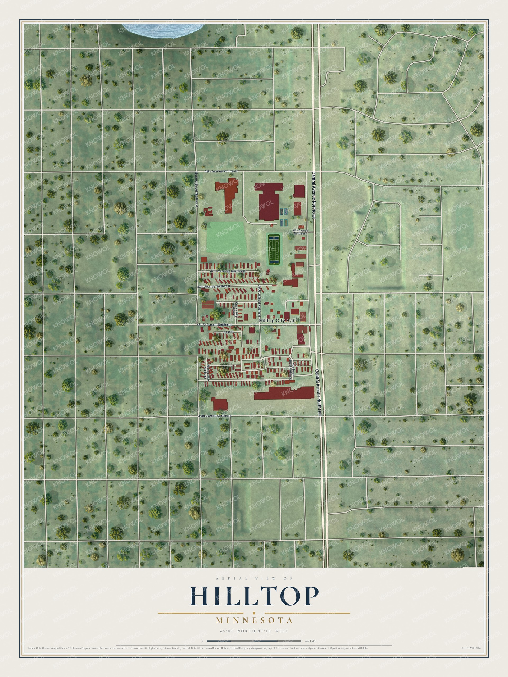 Watermarked full-map preview of Hilltop, Minnesota