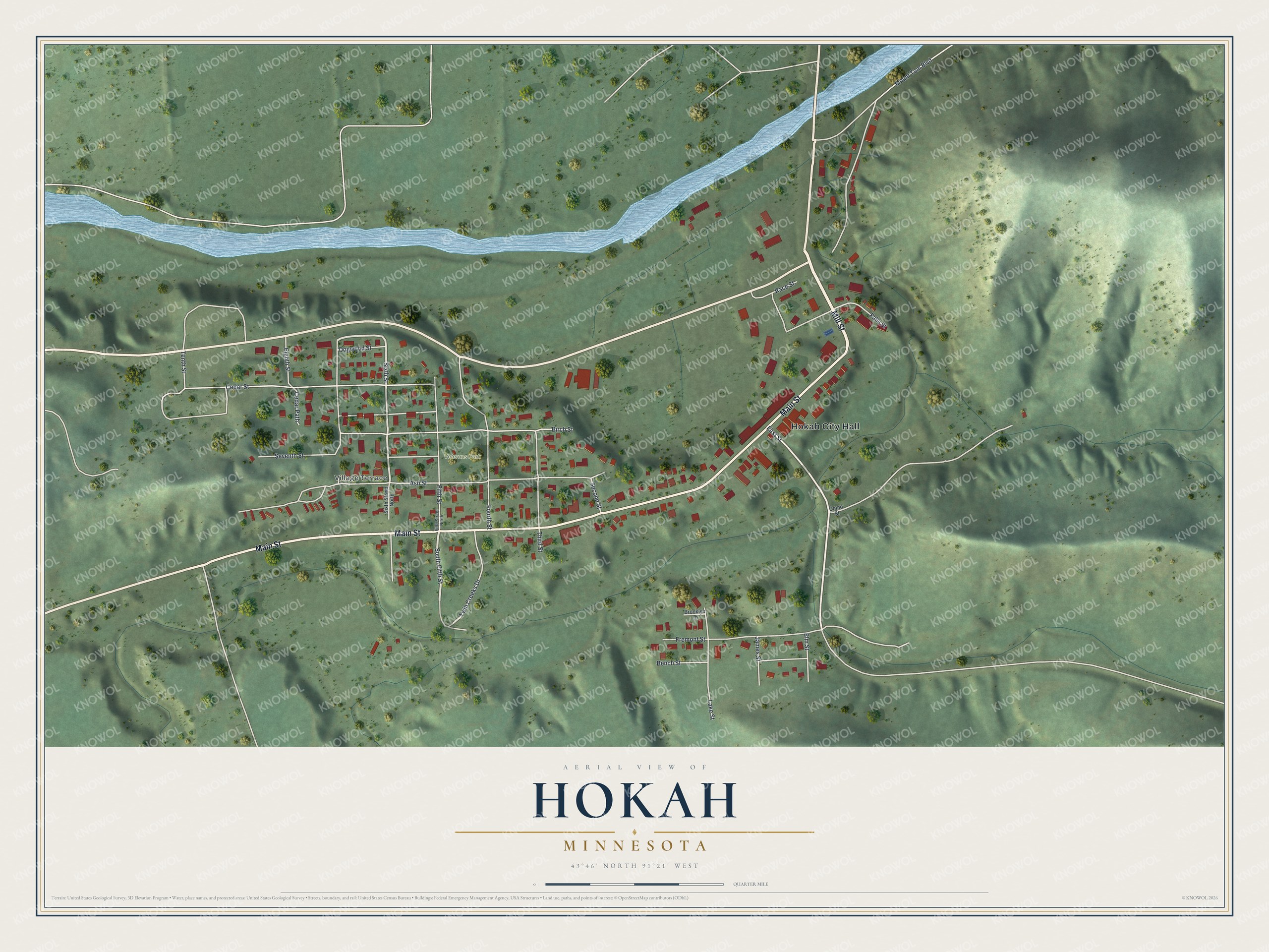 Watermarked full-map preview of Hokah, Minnesota