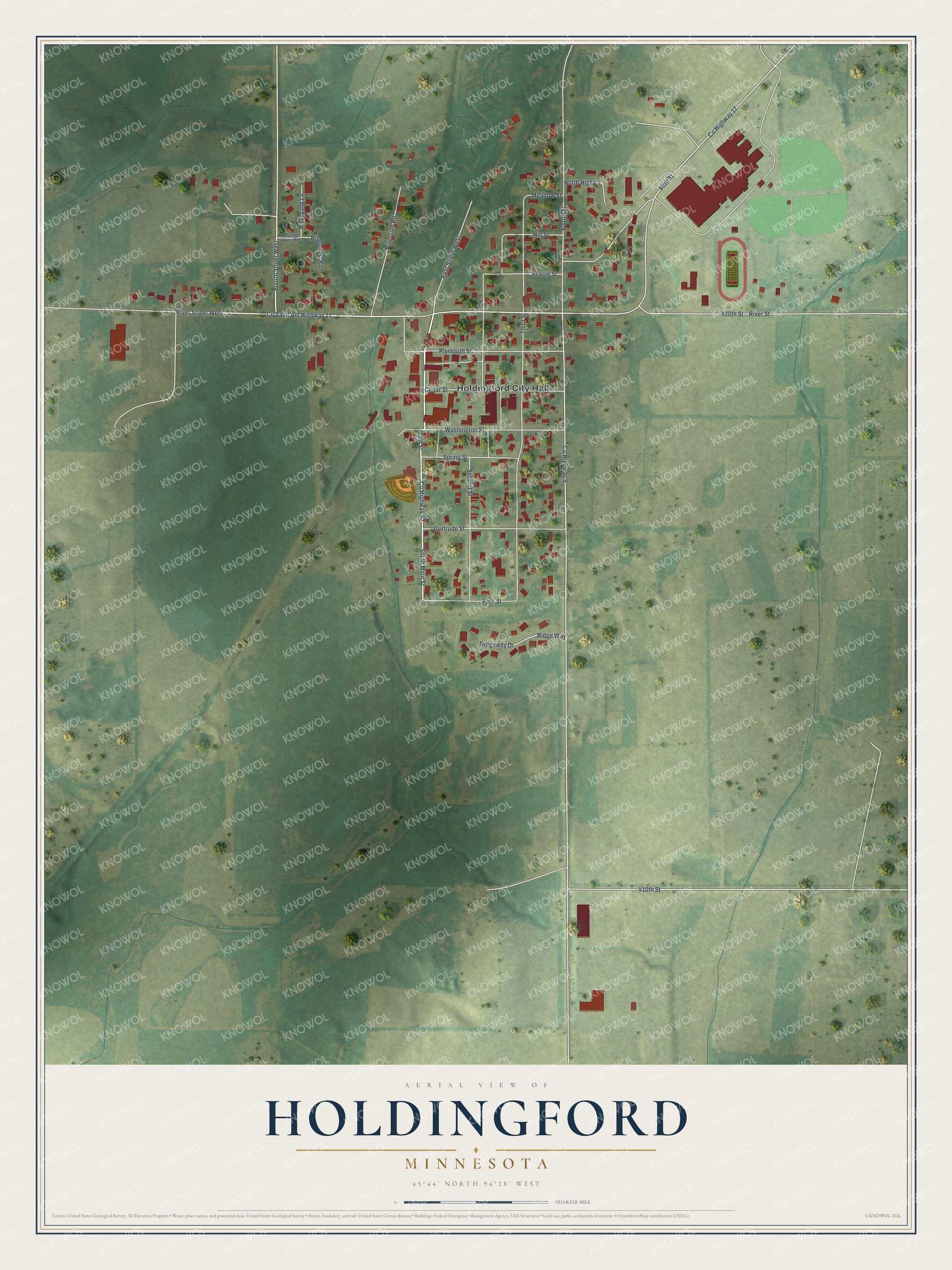 Watermarked full-map preview of Holdingford, Minnesota