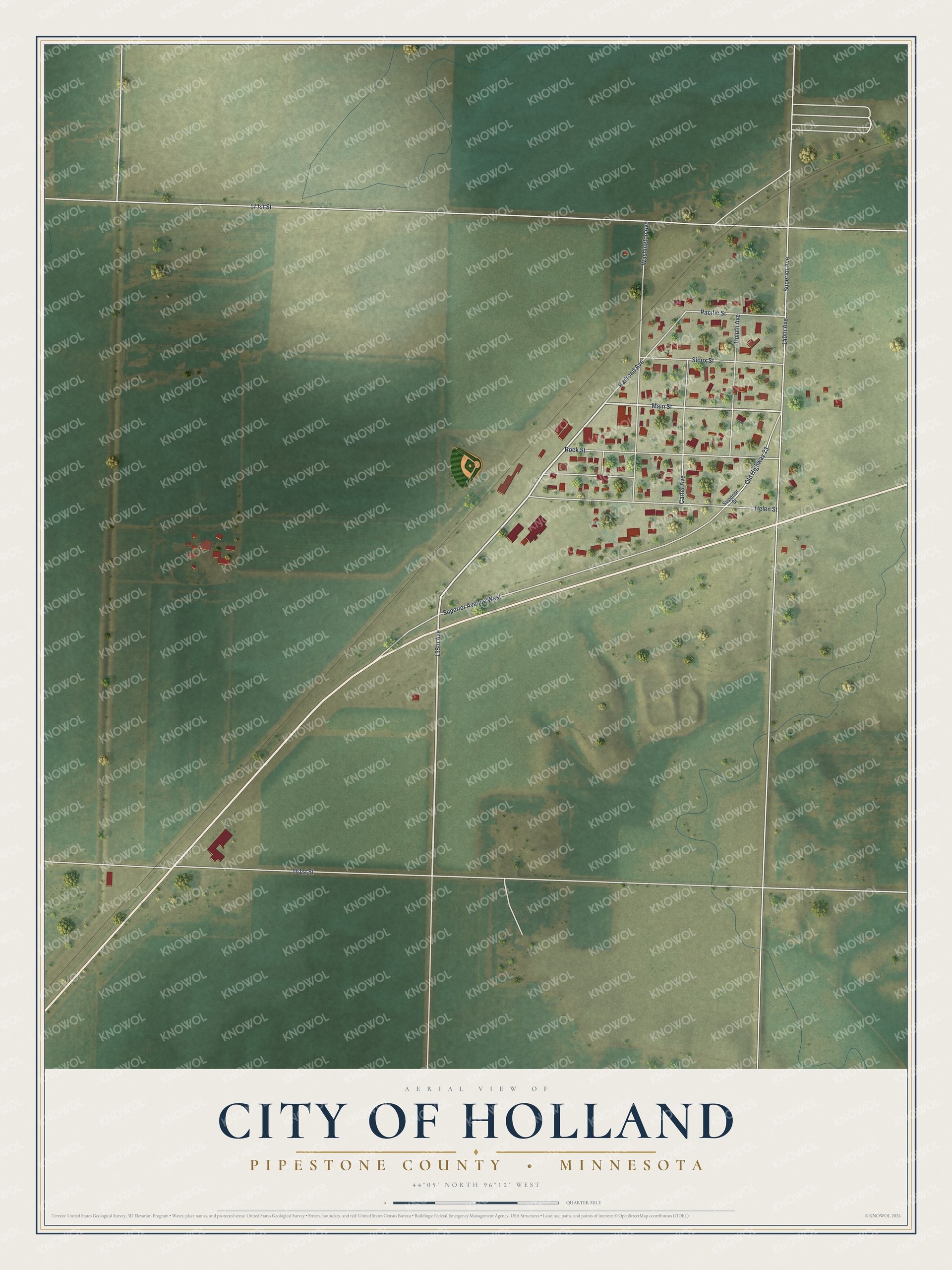 Watermarked full-map preview of City of Holland, Minnesota