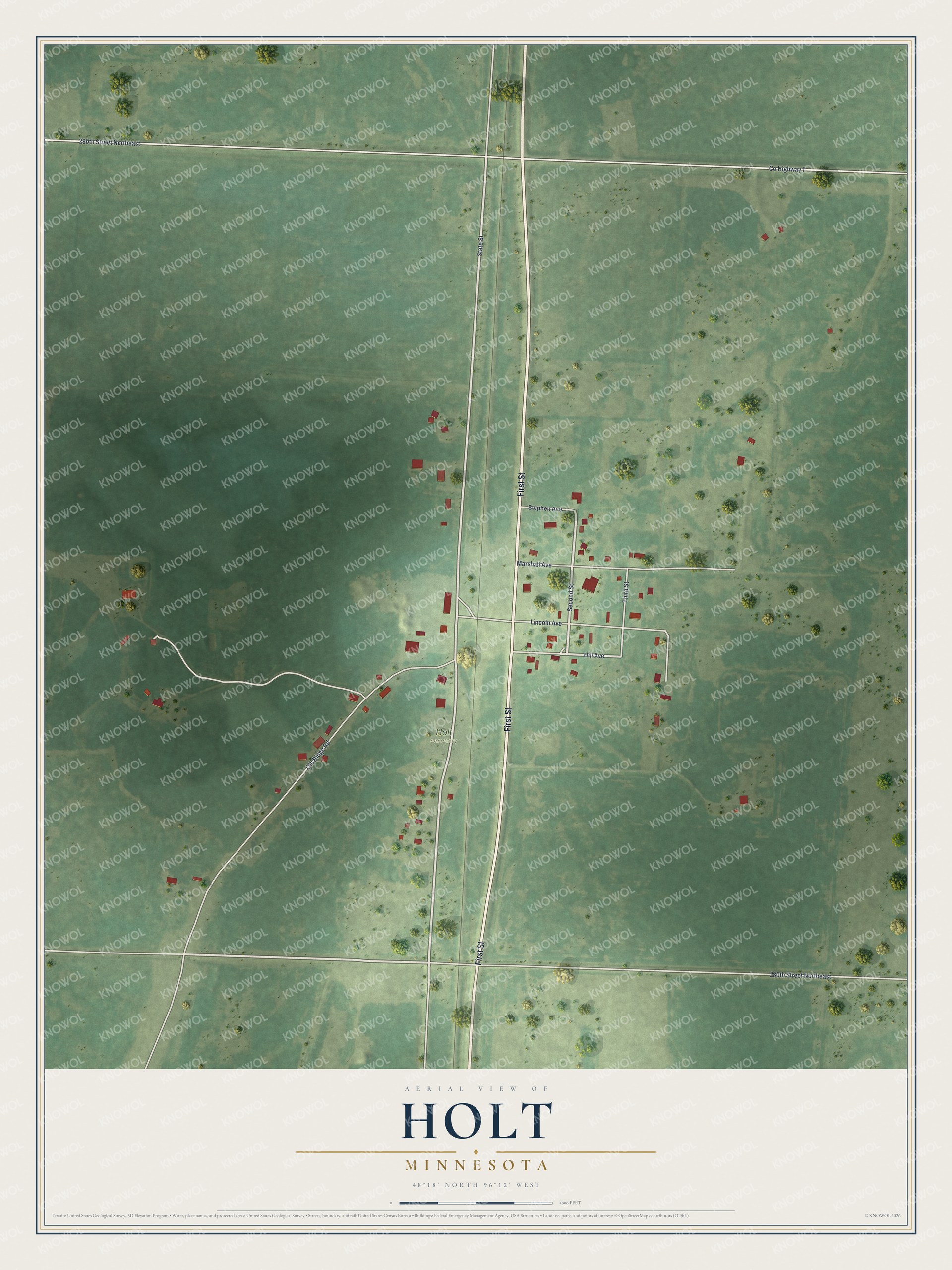 Watermarked full-map preview of Holt, Minnesota