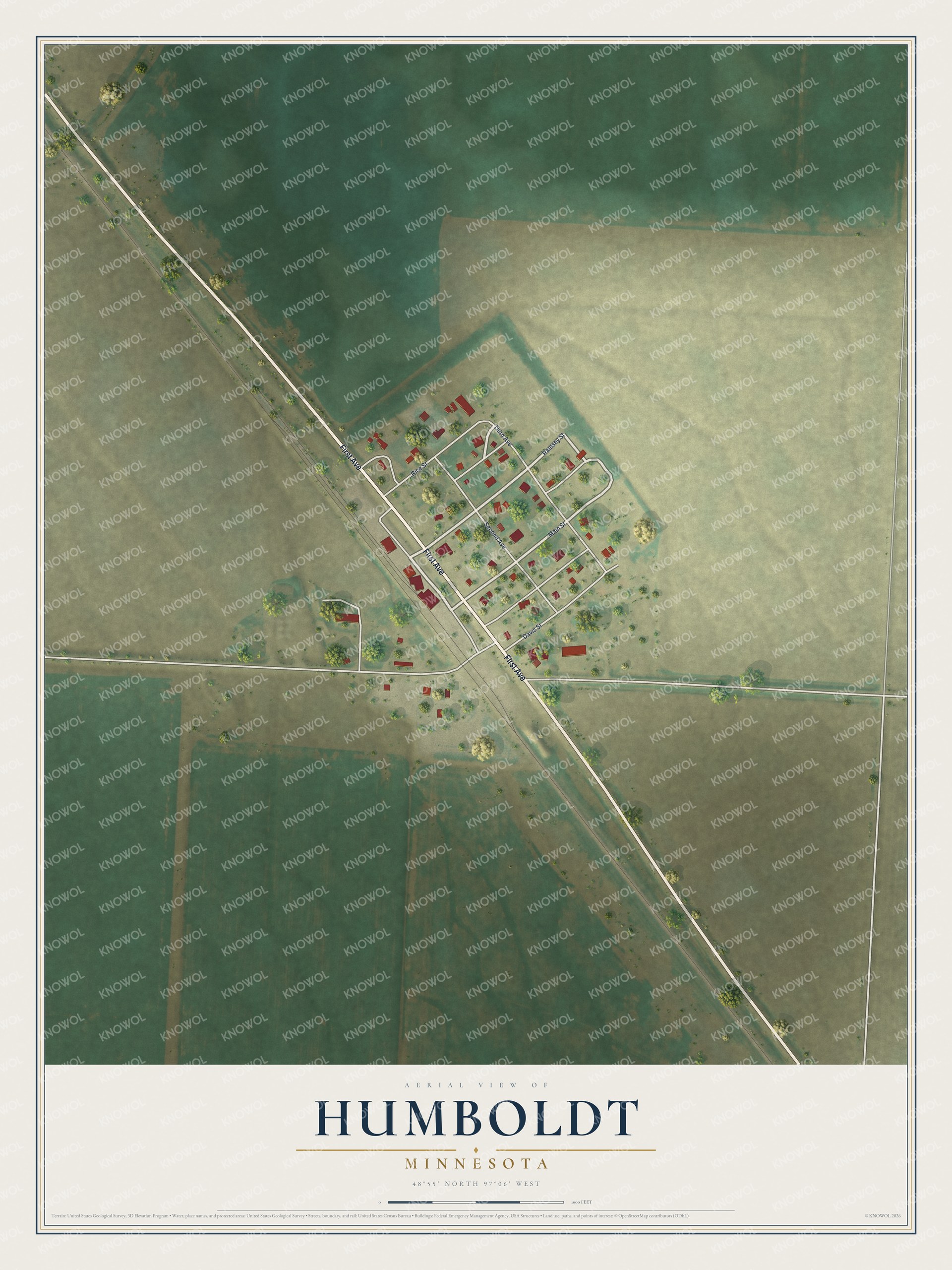 Watermarked full-map preview of Humboldt, Minnesota