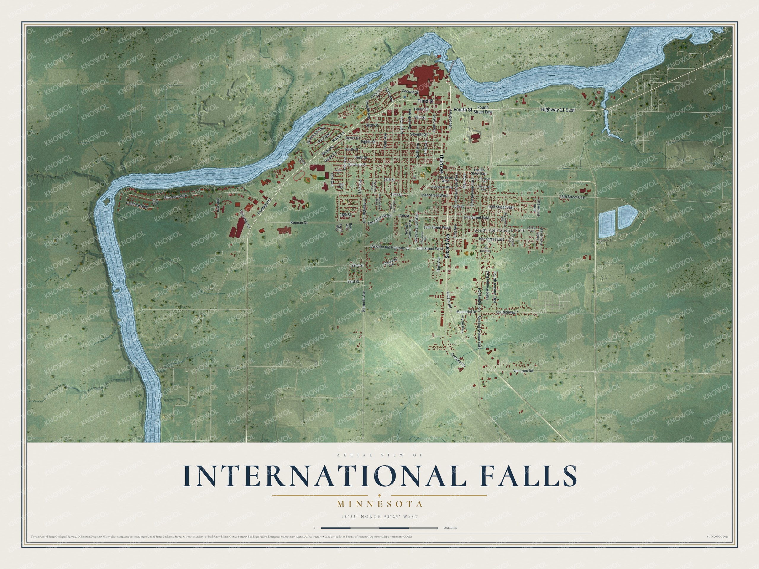 Watermarked full-map preview of International Falls, Minnesota