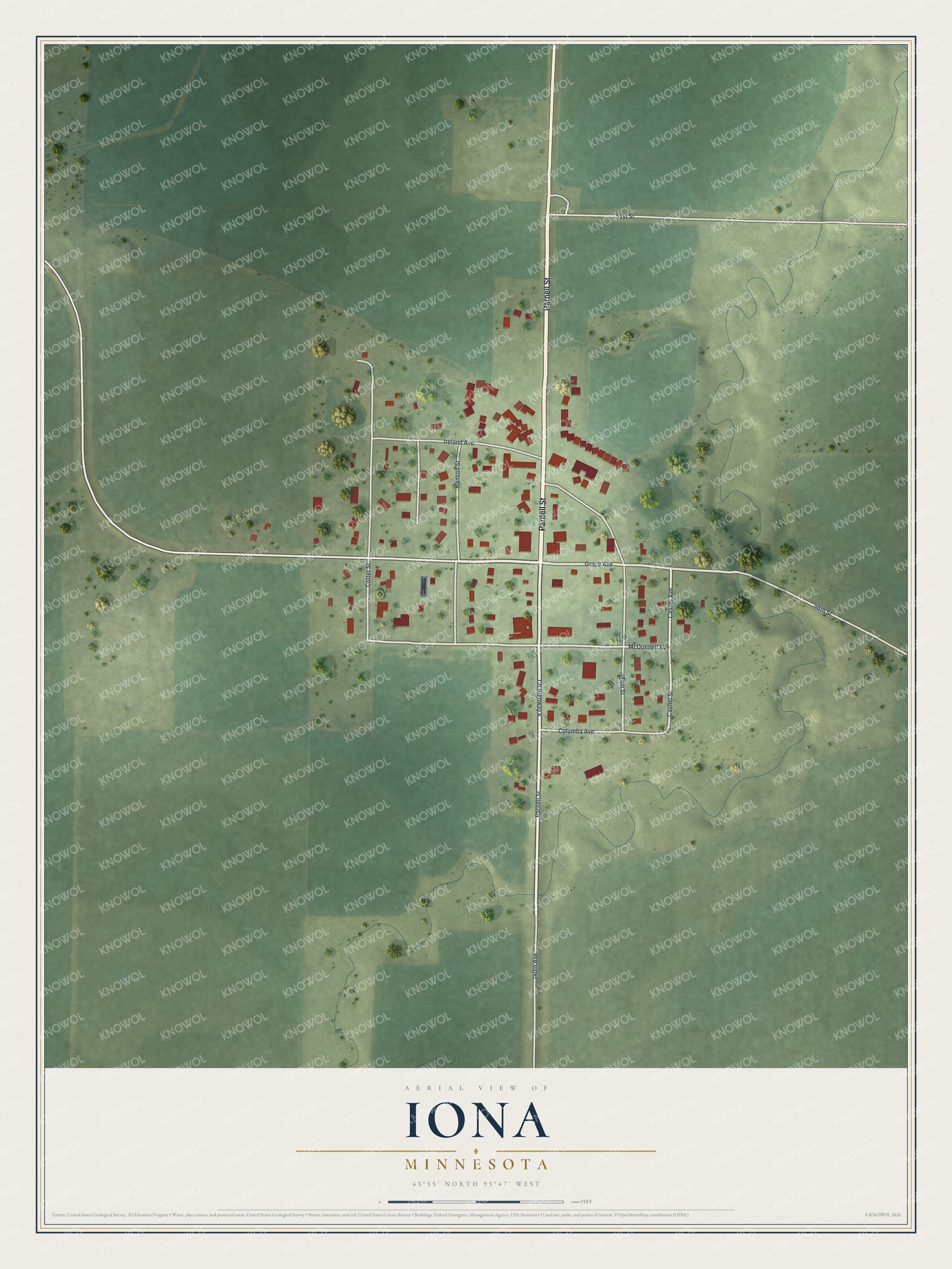 Watermarked full-map preview of Iona, Minnesota