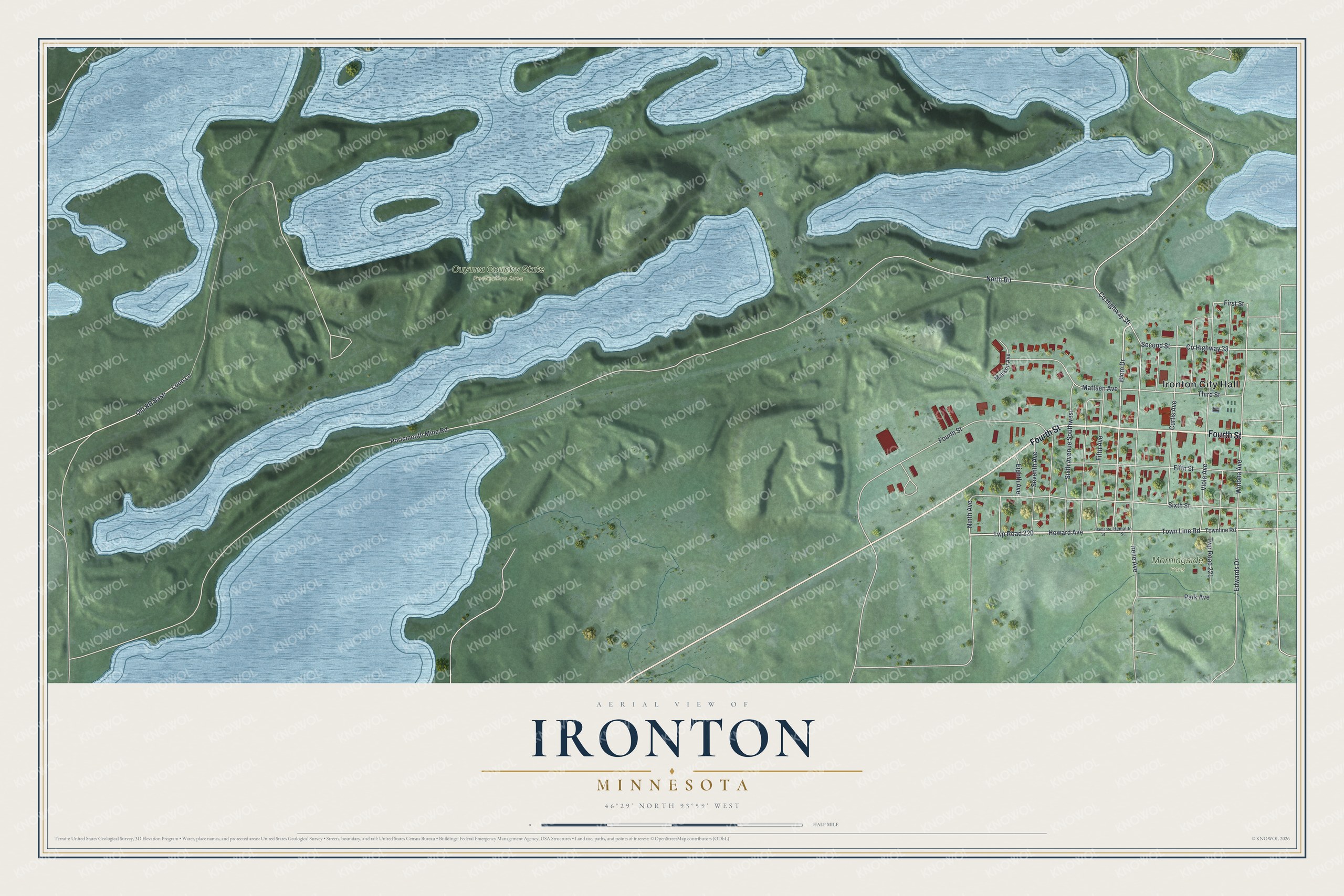 Watermarked full-map preview of Ironton, Minnesota