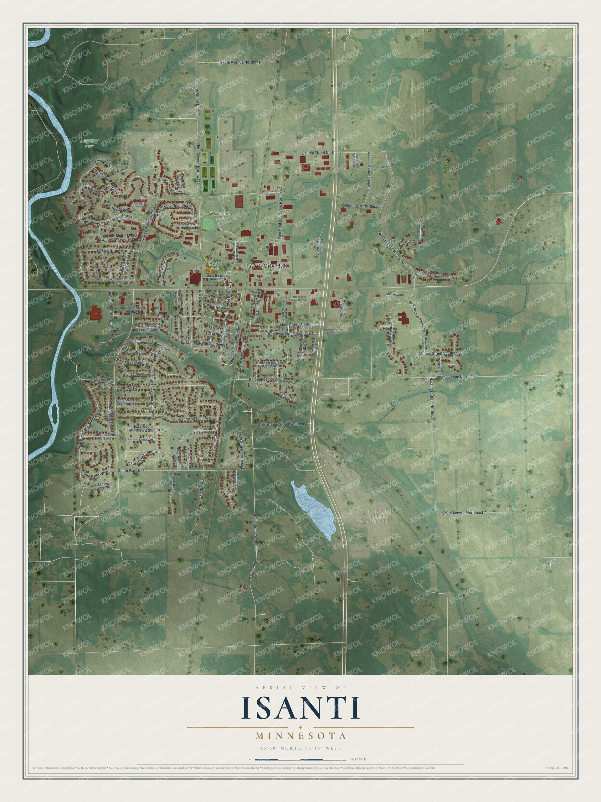 Watermarked full-map preview of Isanti, Minnesota
