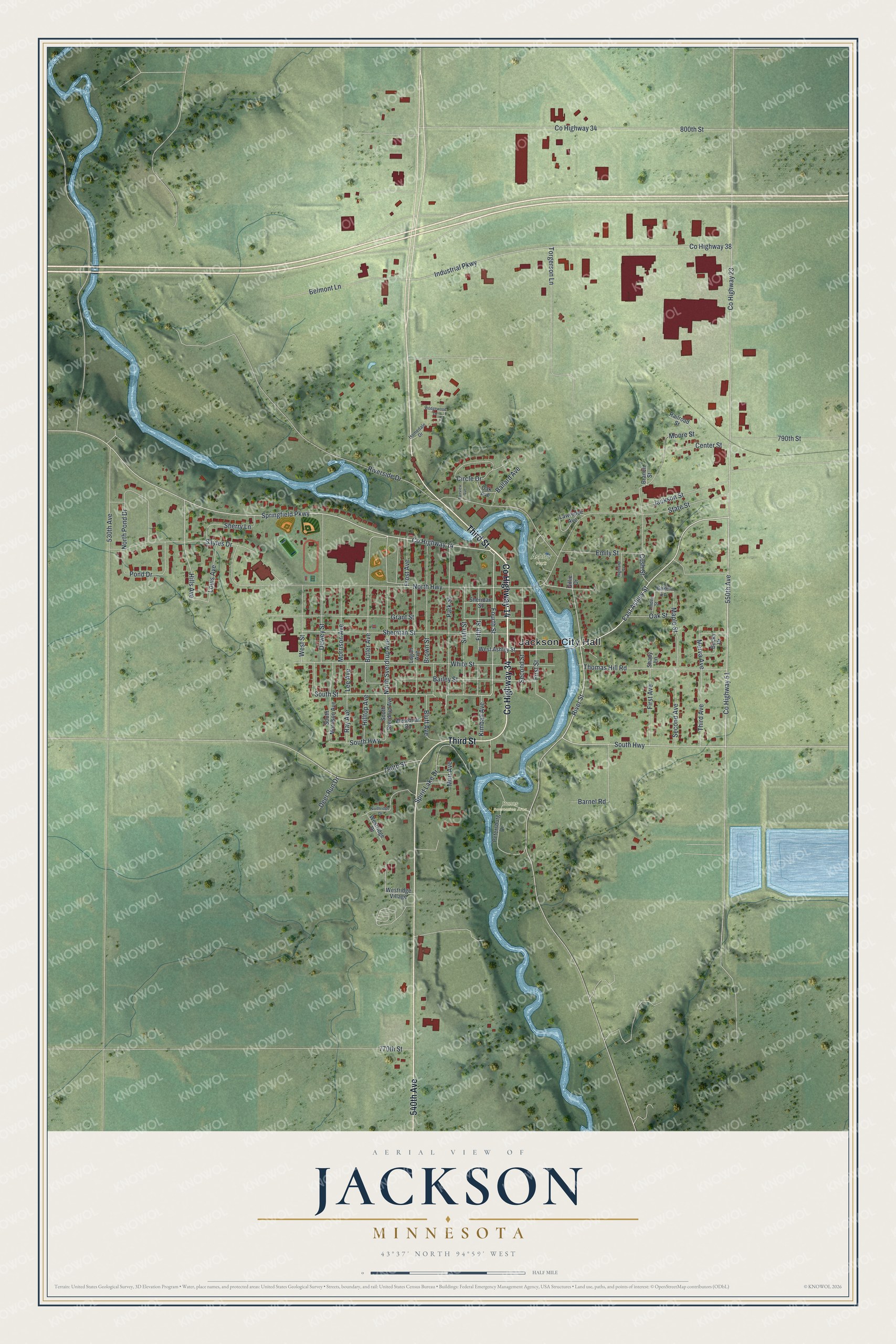 Watermarked full-map preview of Jackson, Minnesota