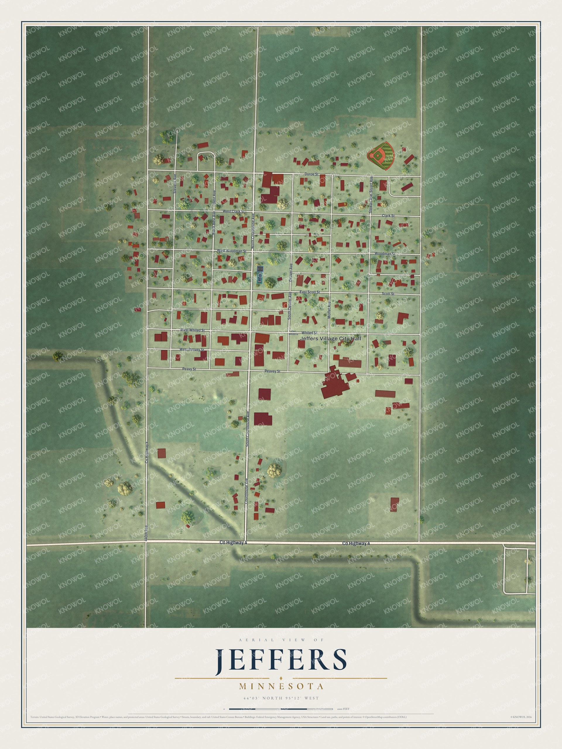 Watermarked full-map preview of Jeffers, Minnesota