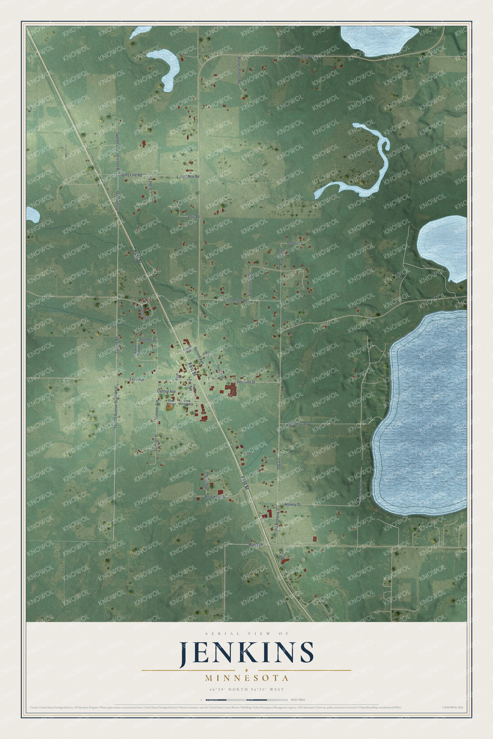 Watermarked full-map preview of Jenkins, Minnesota