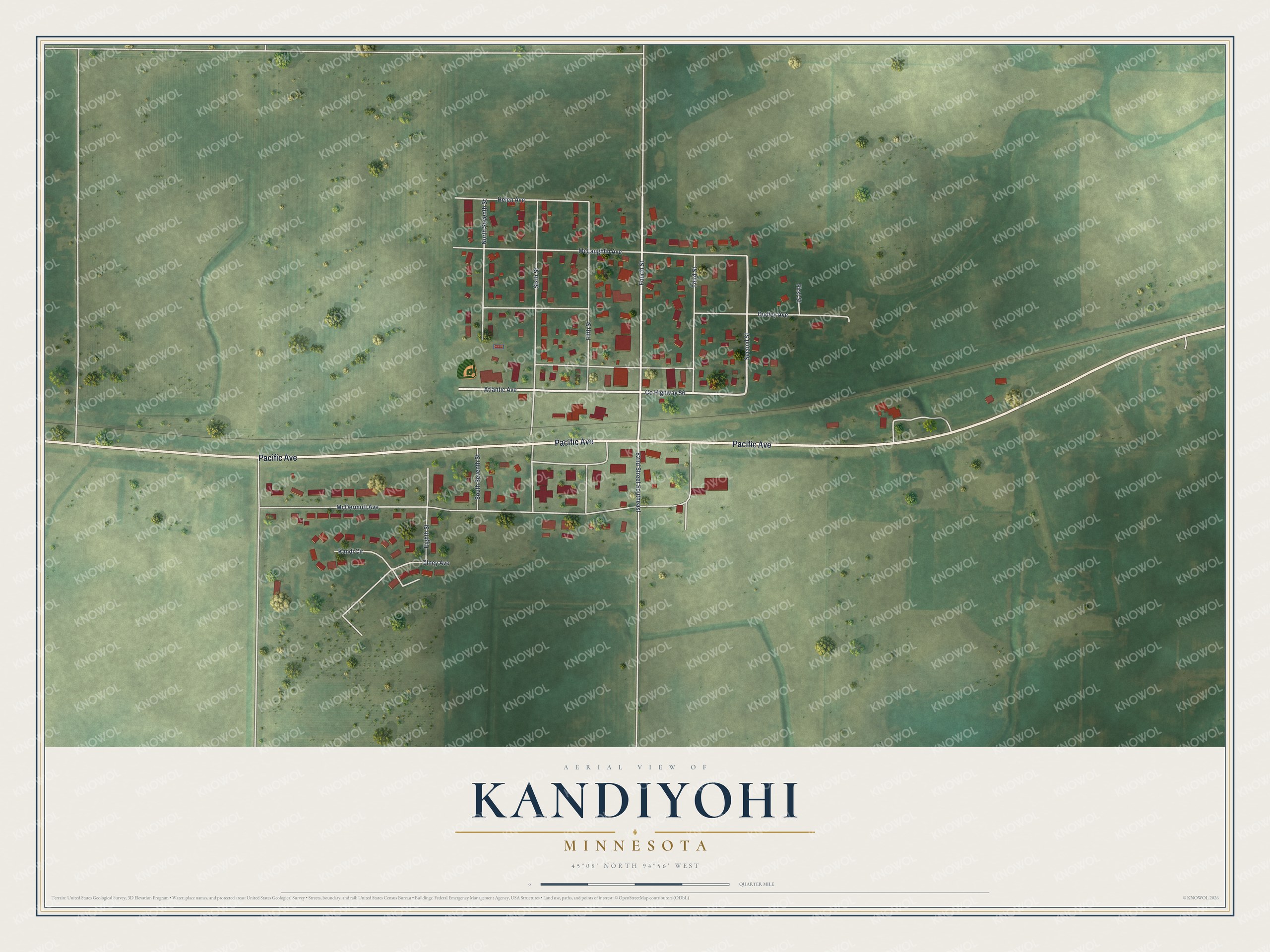 Watermarked full-map preview of Kandiyohi, Minnesota