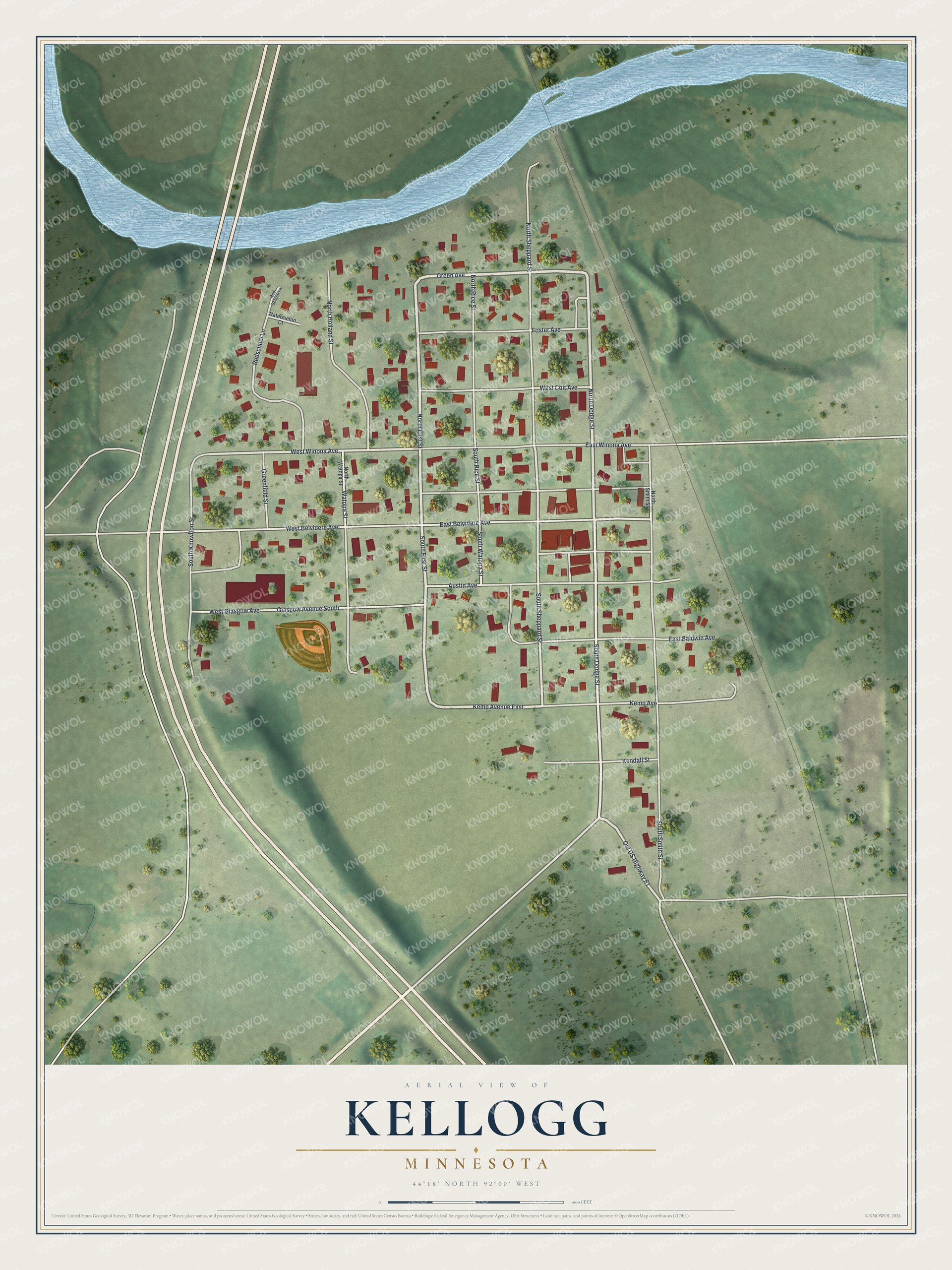 Watermarked full-map preview of Kellogg, Minnesota