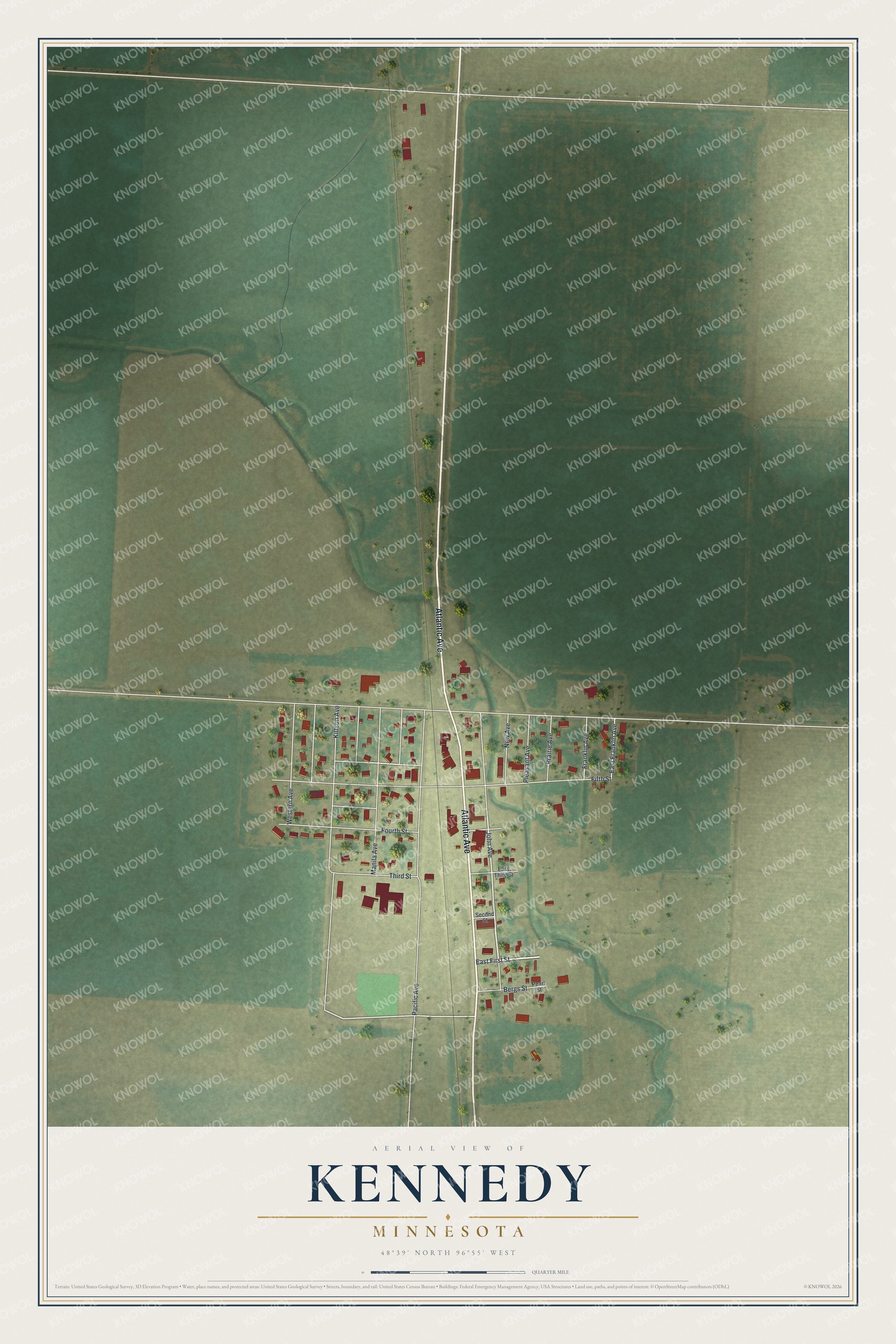 Watermarked full-map preview of Kennedy, Minnesota