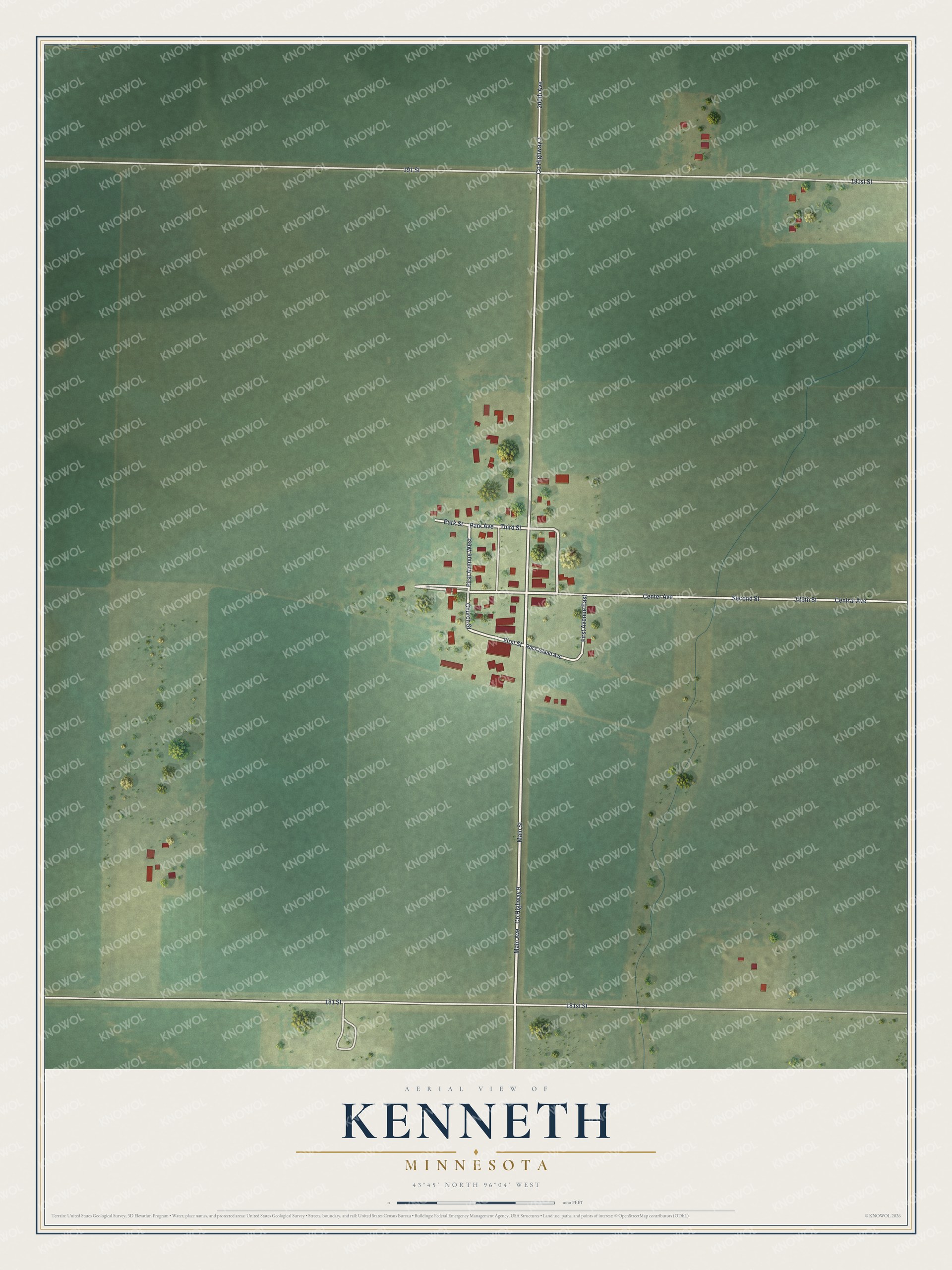 Watermarked full-map preview of Kenneth, Minnesota