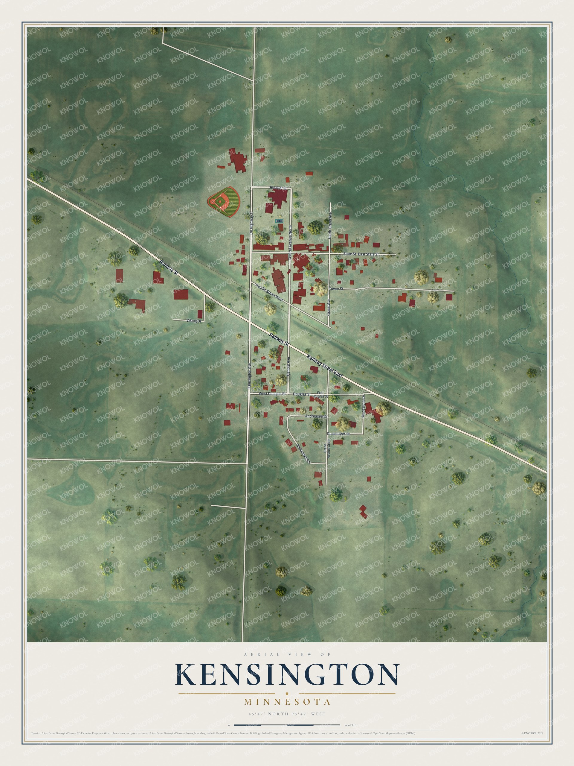 Watermarked full-map preview of Kensington, Minnesota