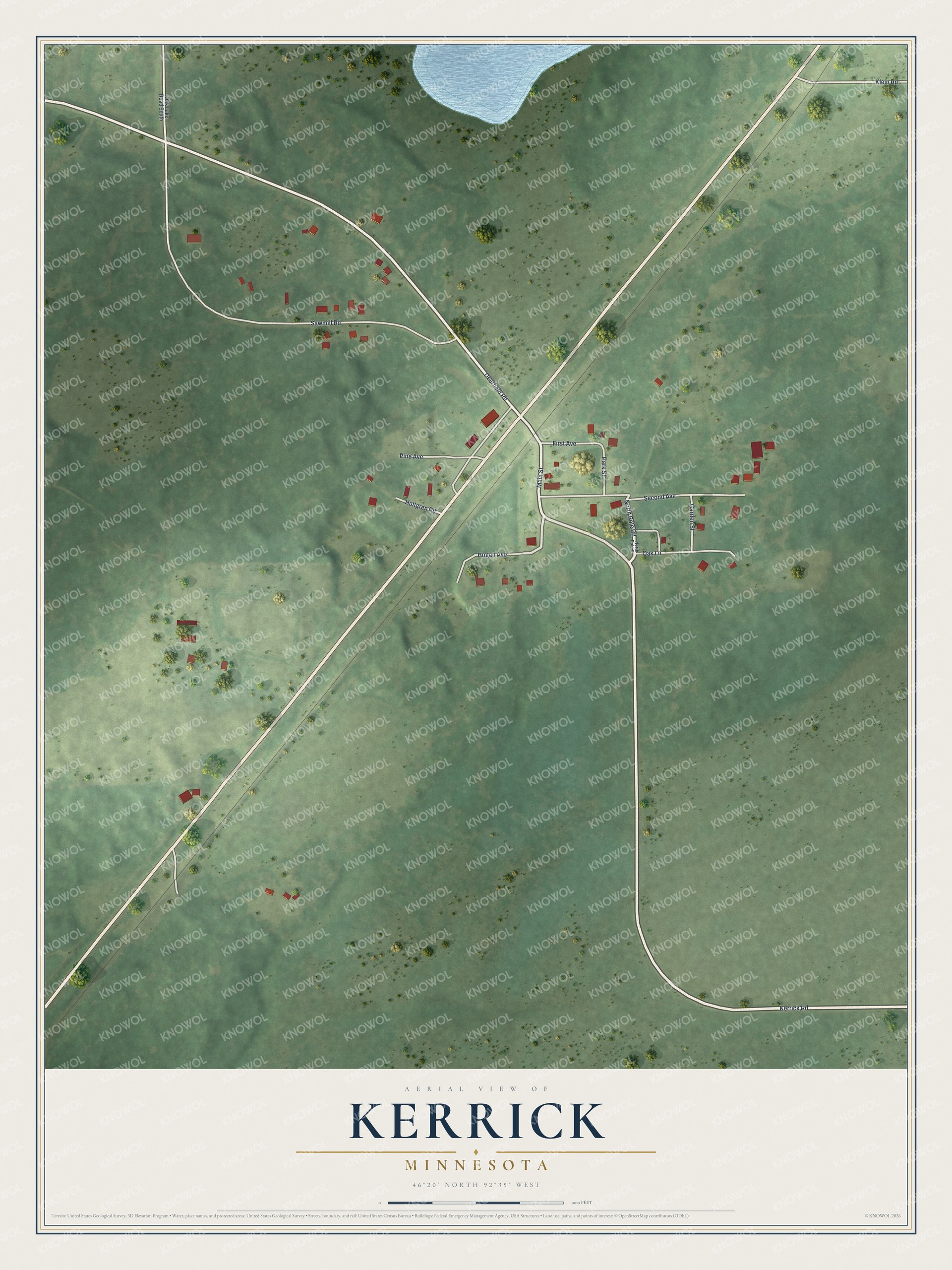 Watermarked full-map preview of Kerrick, Minnesota