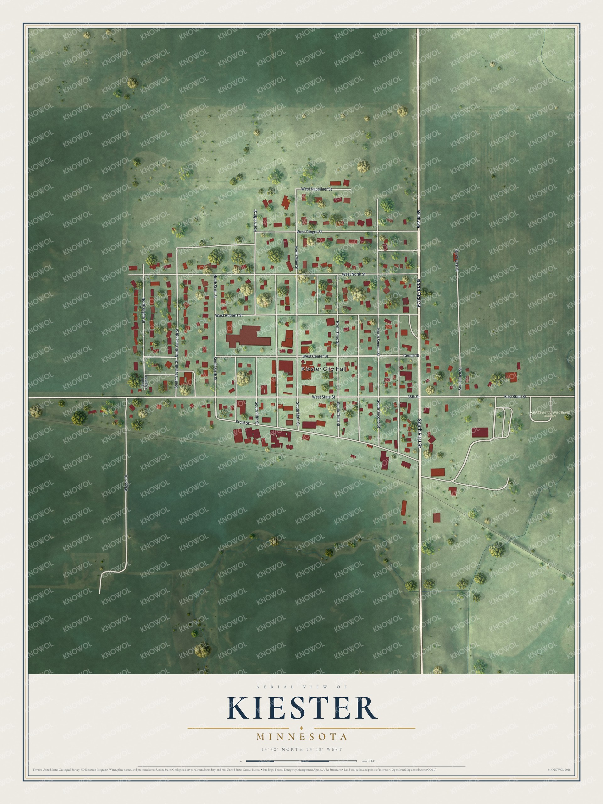 Watermarked full-map preview of Kiester, Minnesota
