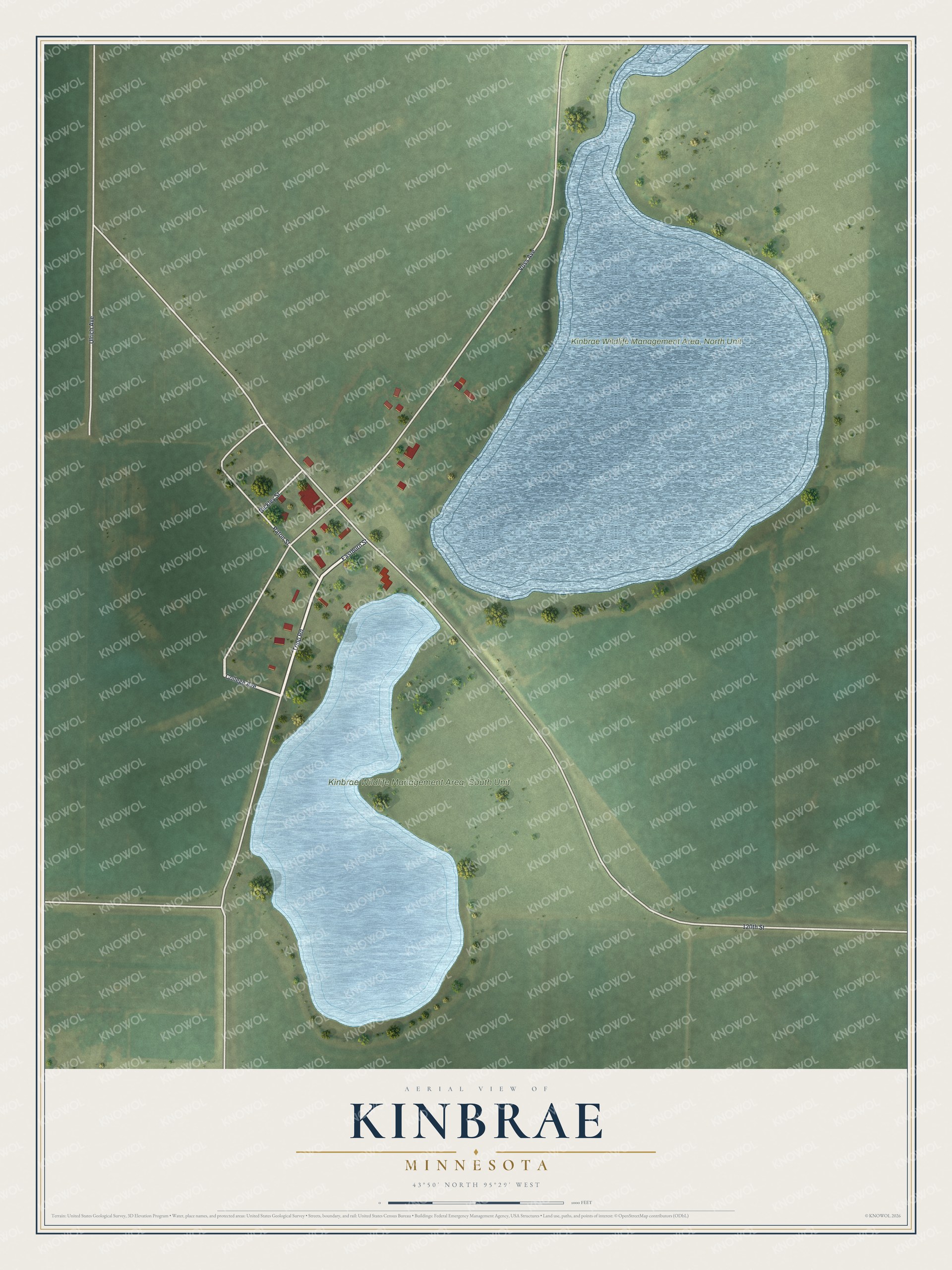 Watermarked full-map preview of Kinbrae, Minnesota
