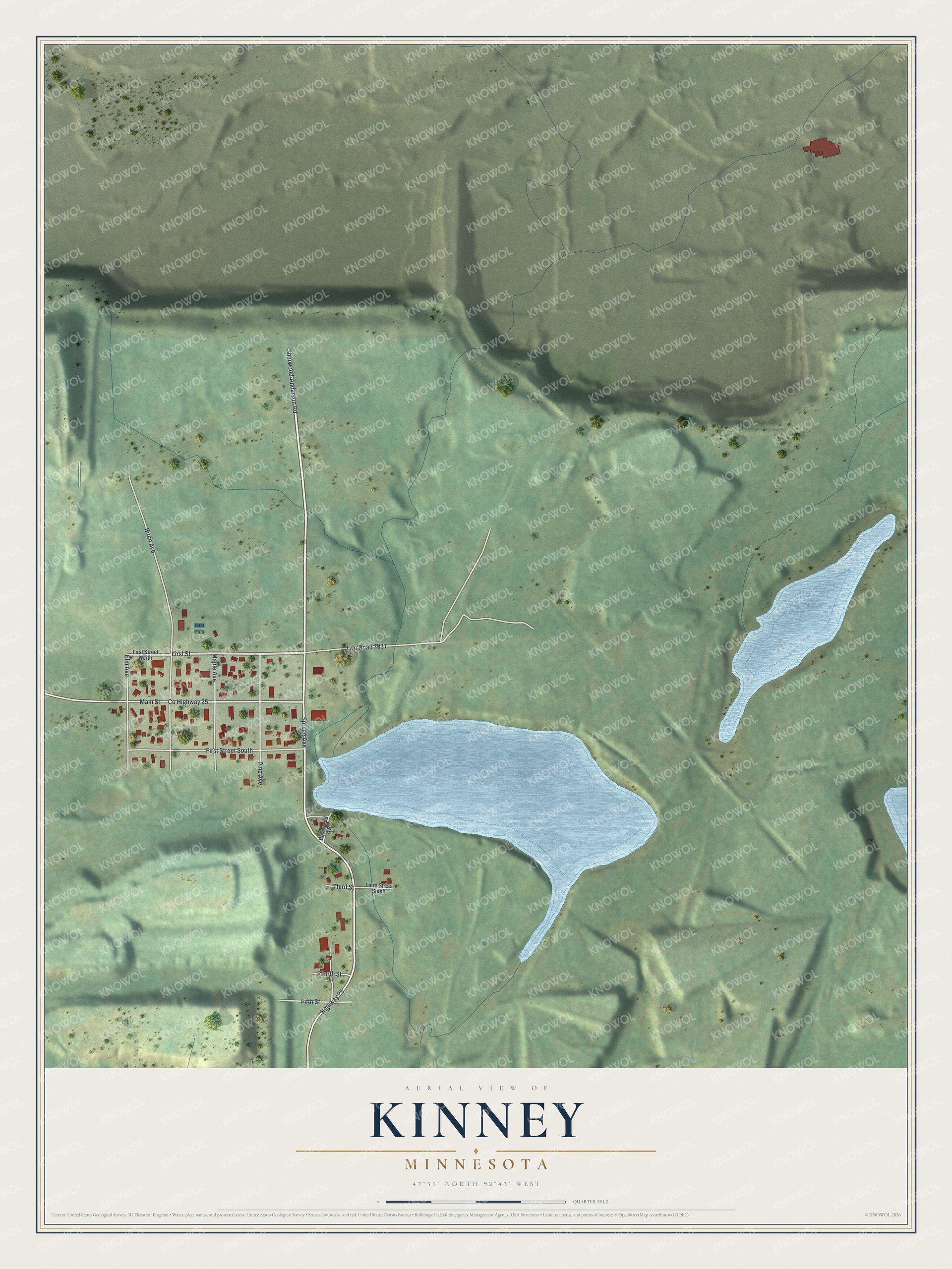 Watermarked full-map preview of Kinney, Minnesota