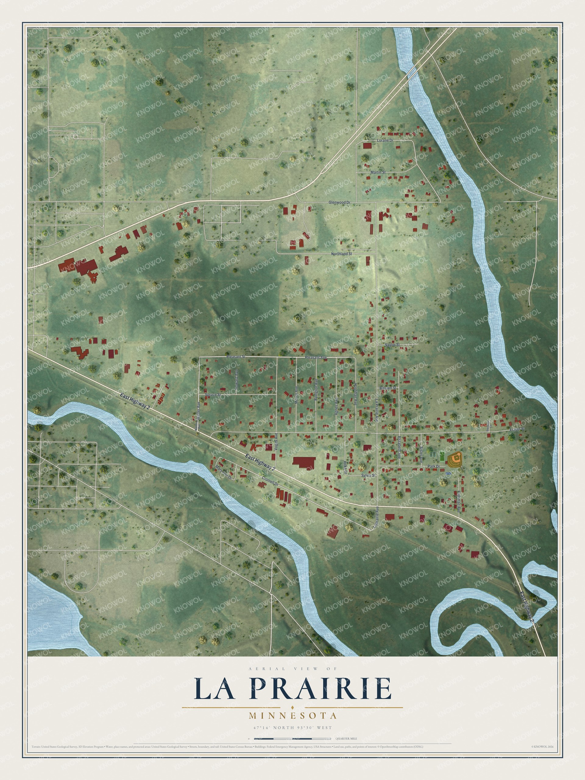 Watermarked full-map preview of La Prairie, Minnesota