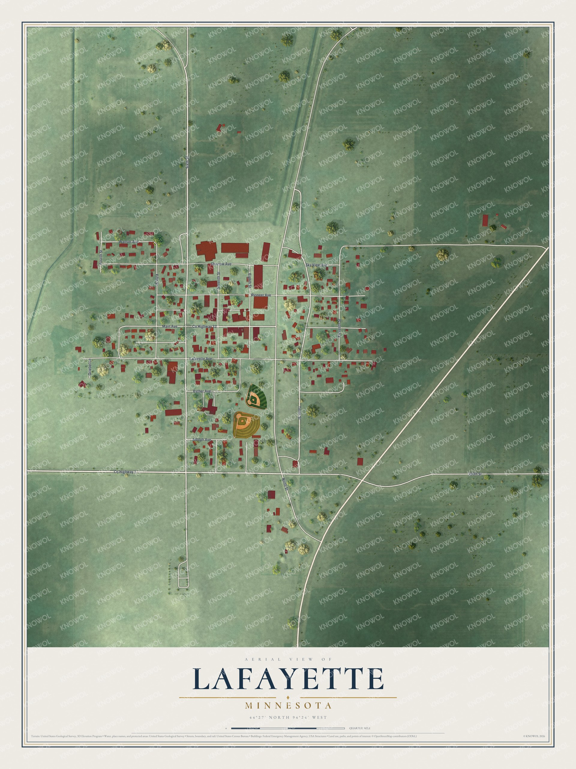 Watermarked full-map preview of Lafayette, Minnesota