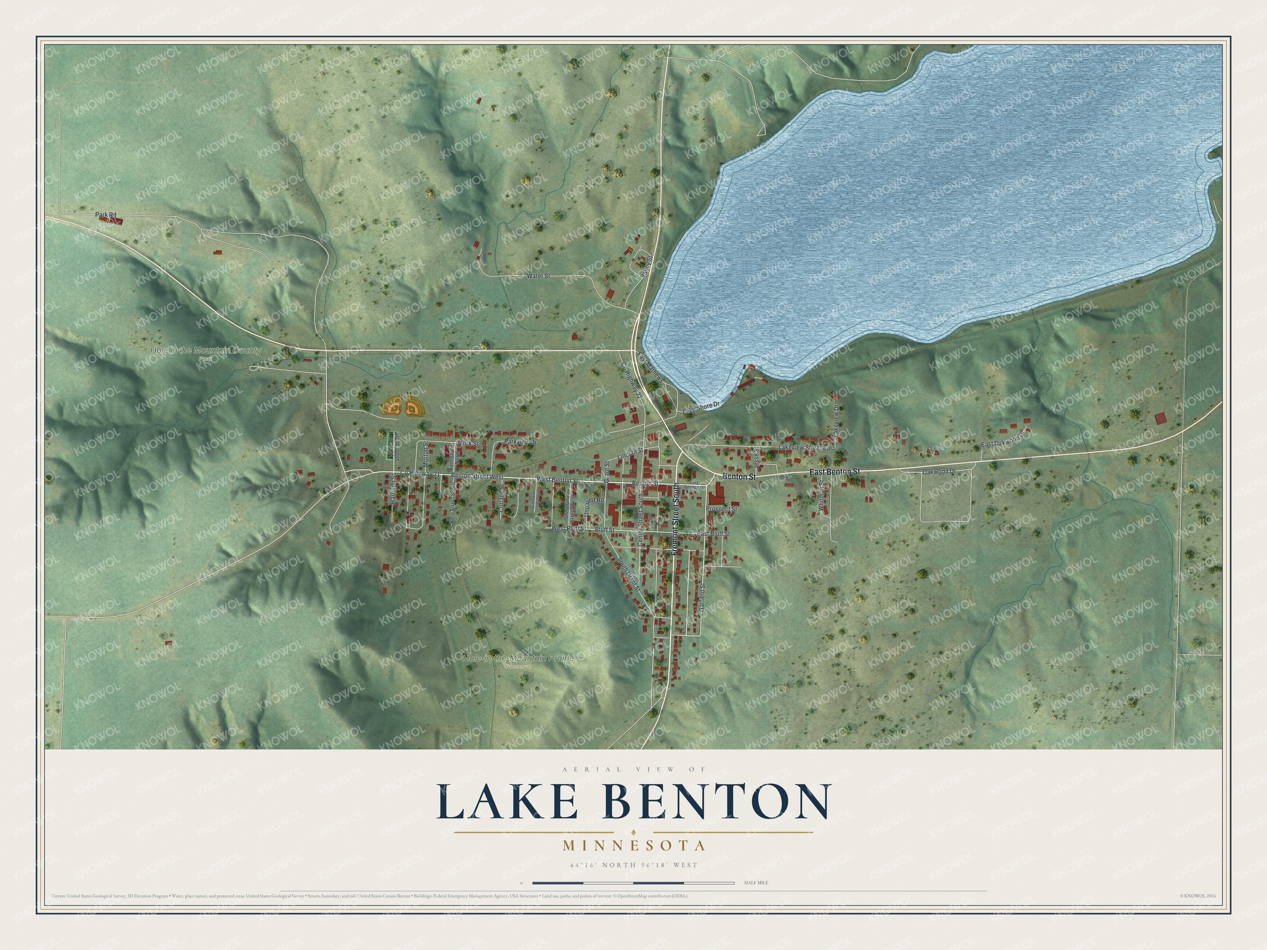 Watermarked full-map preview of Lake Benton, Minnesota