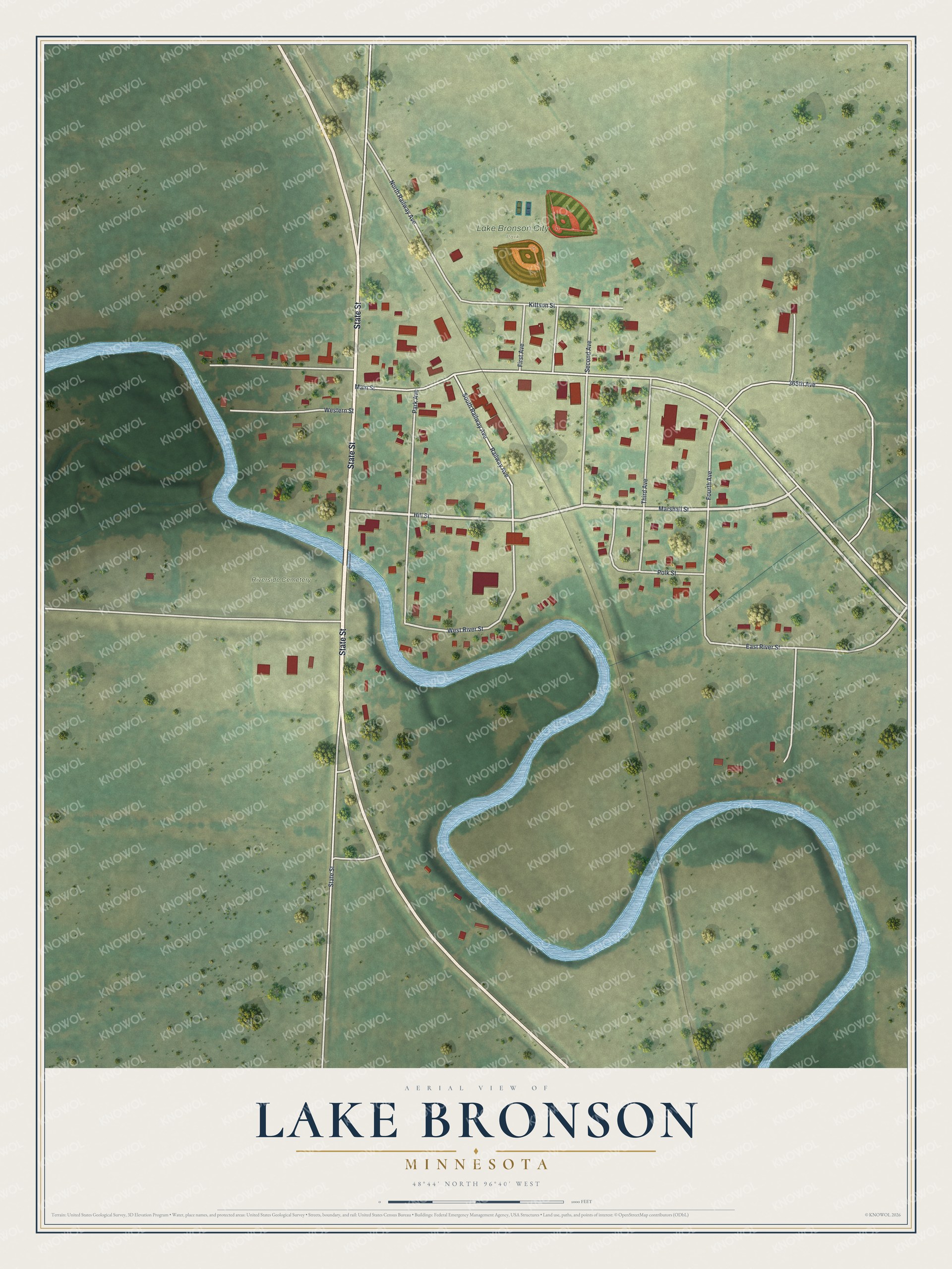 Watermarked full-map preview of Lake Bronson, Minnesota