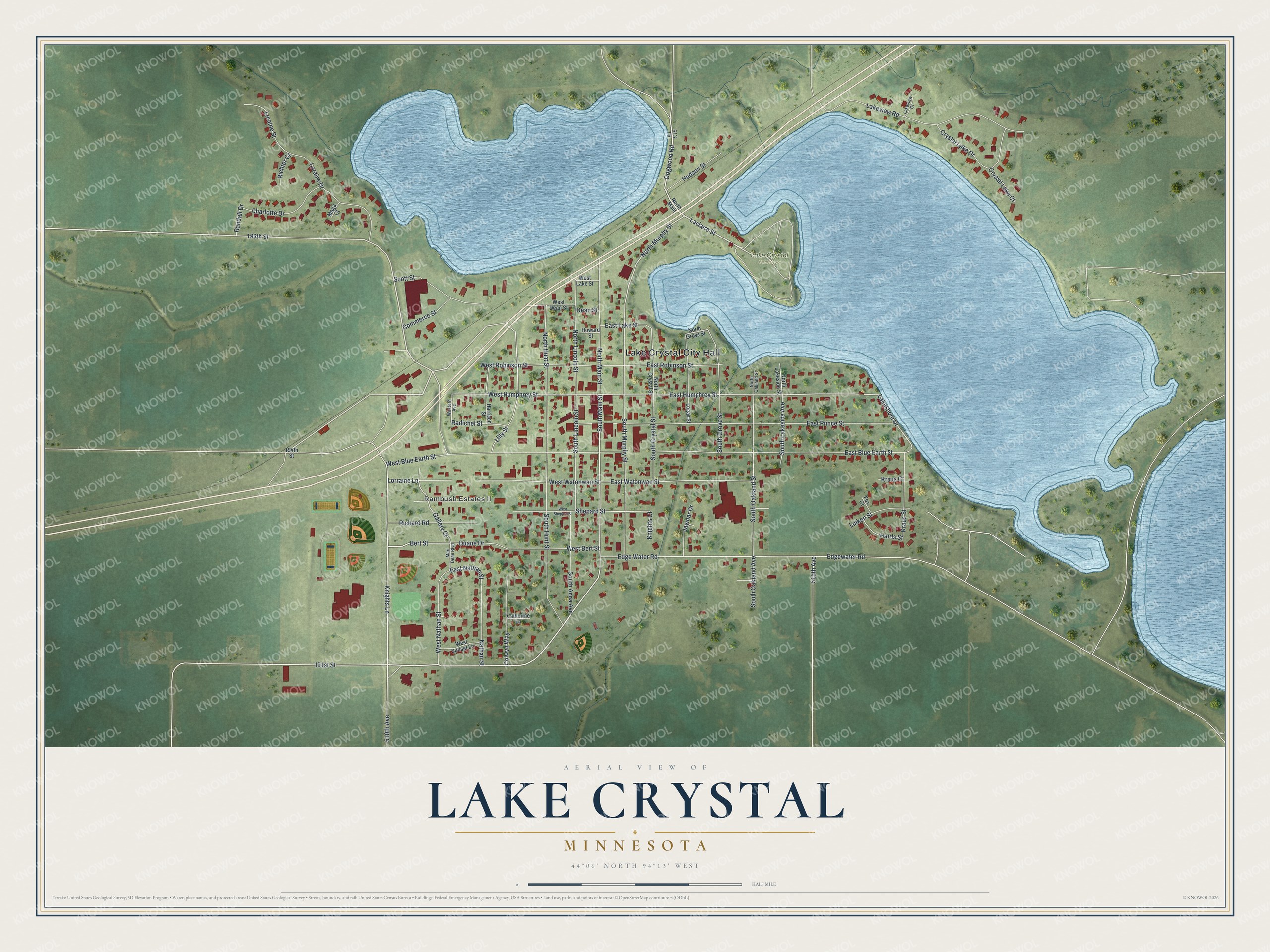 Watermarked full-map preview of Lake Crystal, Minnesota