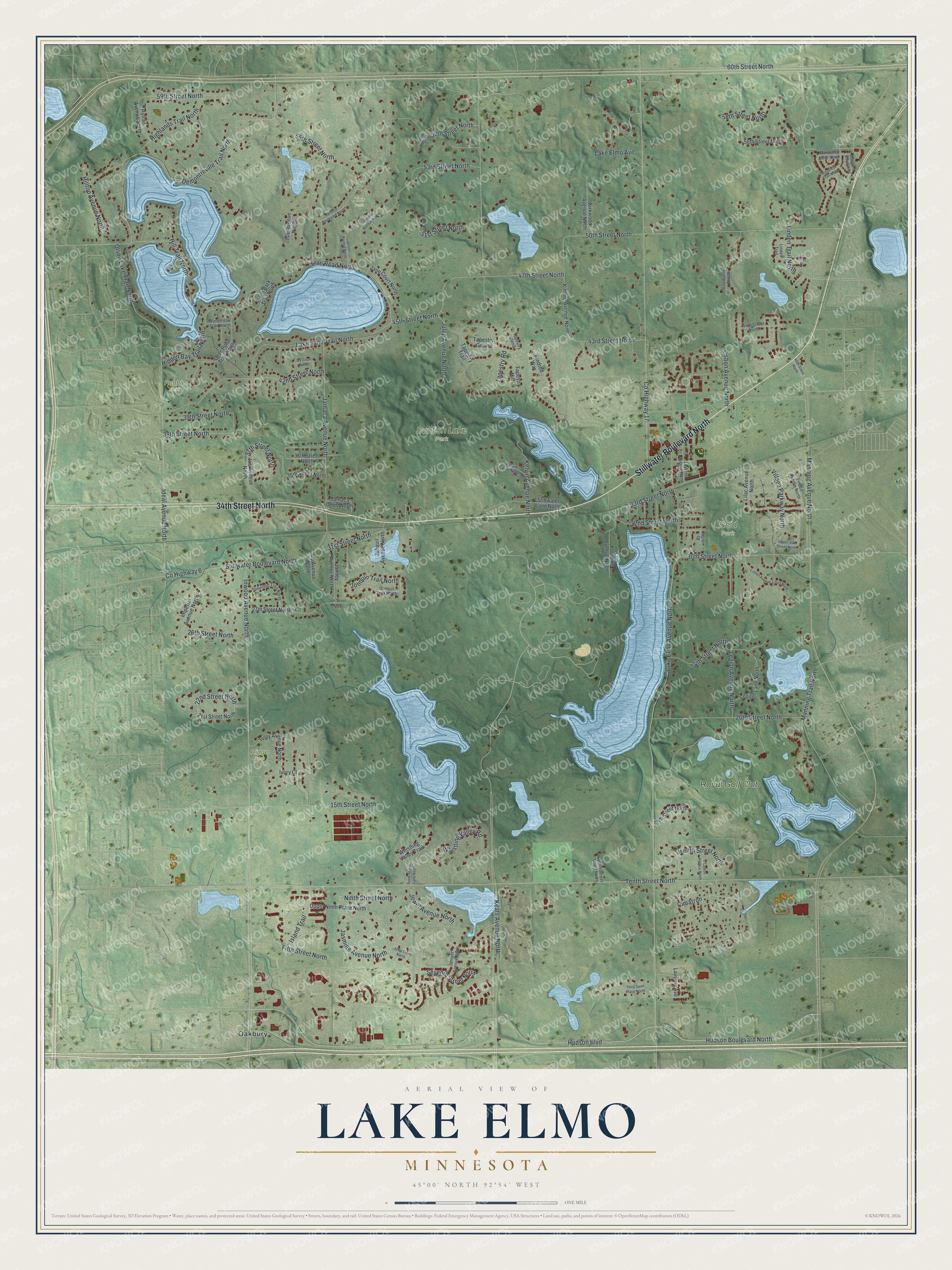 Watermarked full-map preview of Lake Elmo, Minnesota