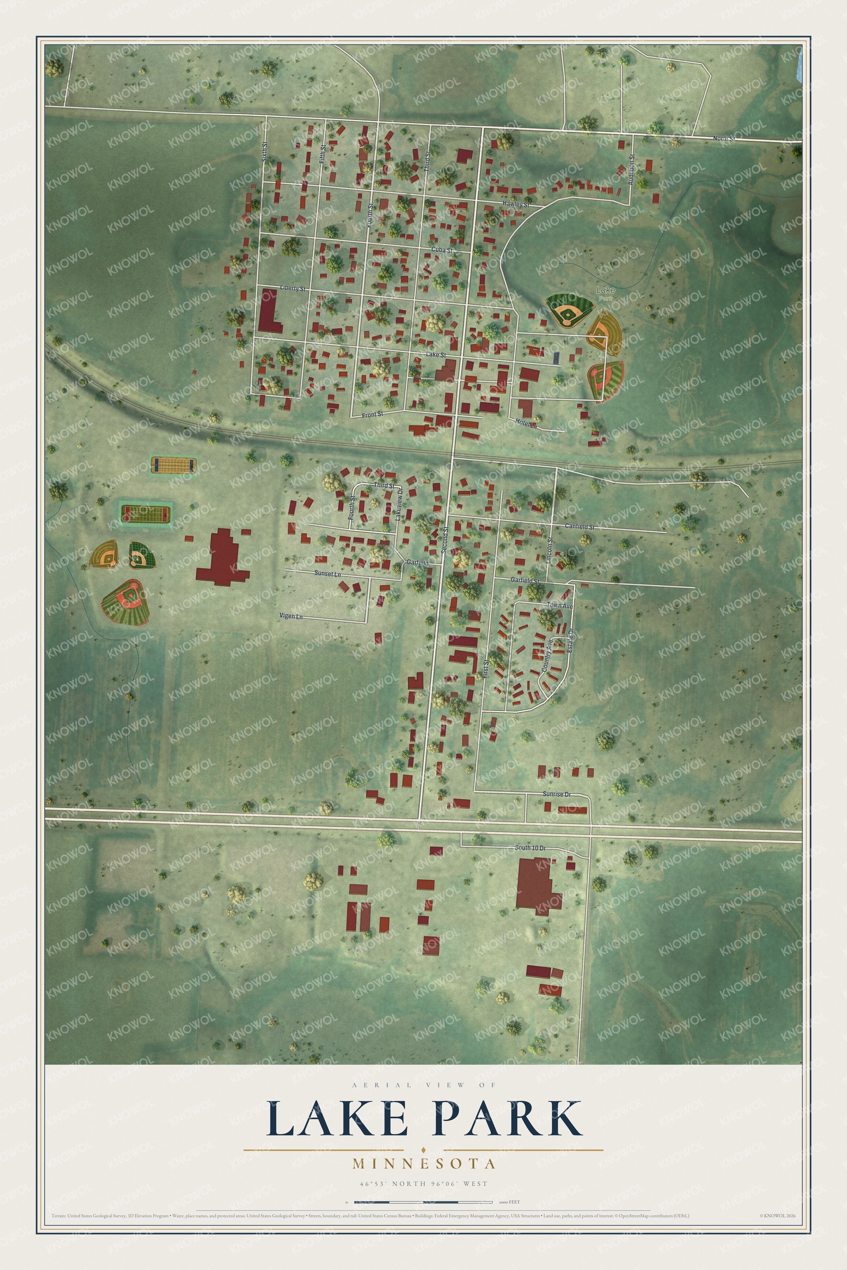 Watermarked full-map preview of Lake Park, Minnesota