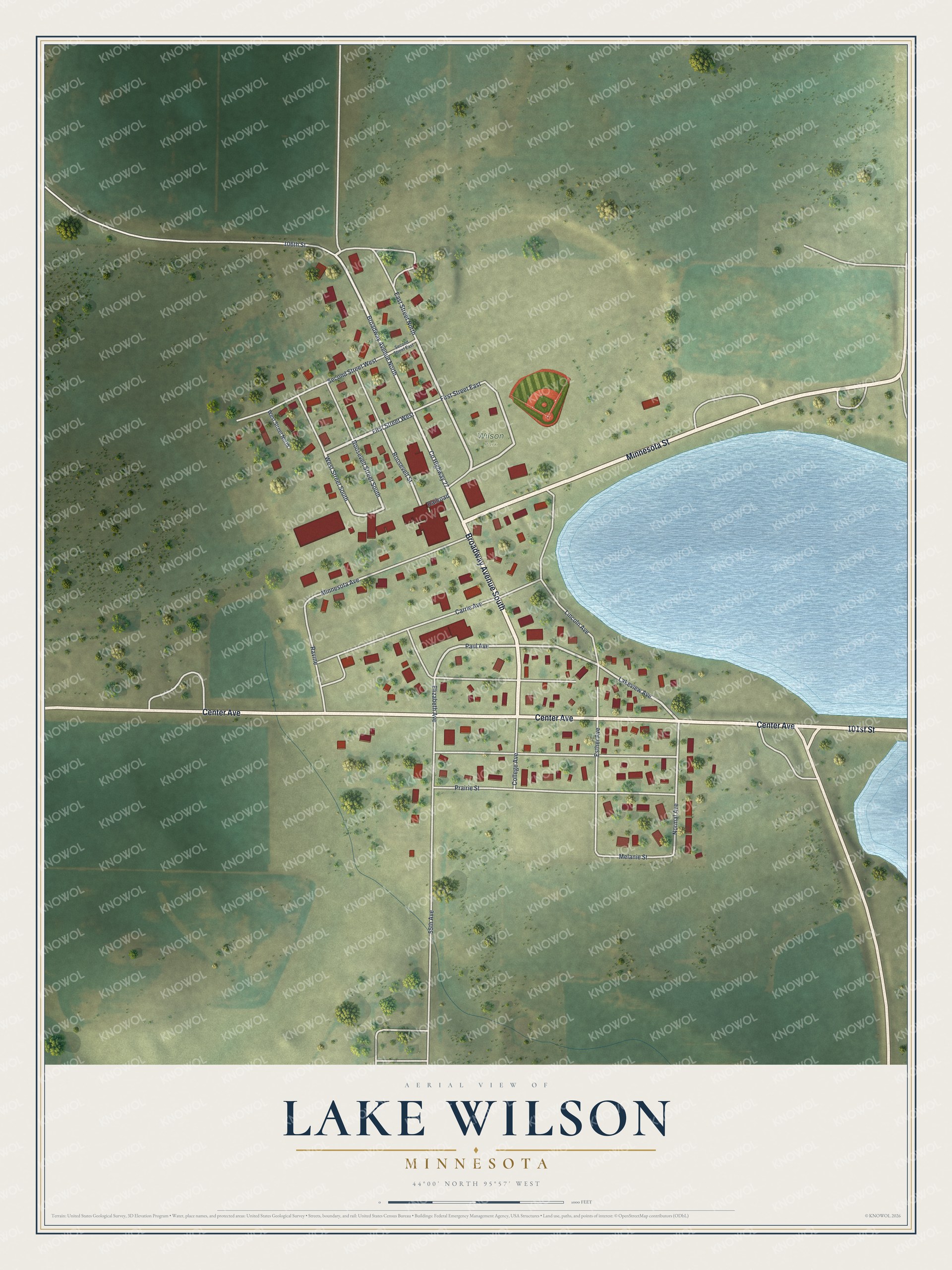 Watermarked full-map preview of Lake Wilson, Minnesota