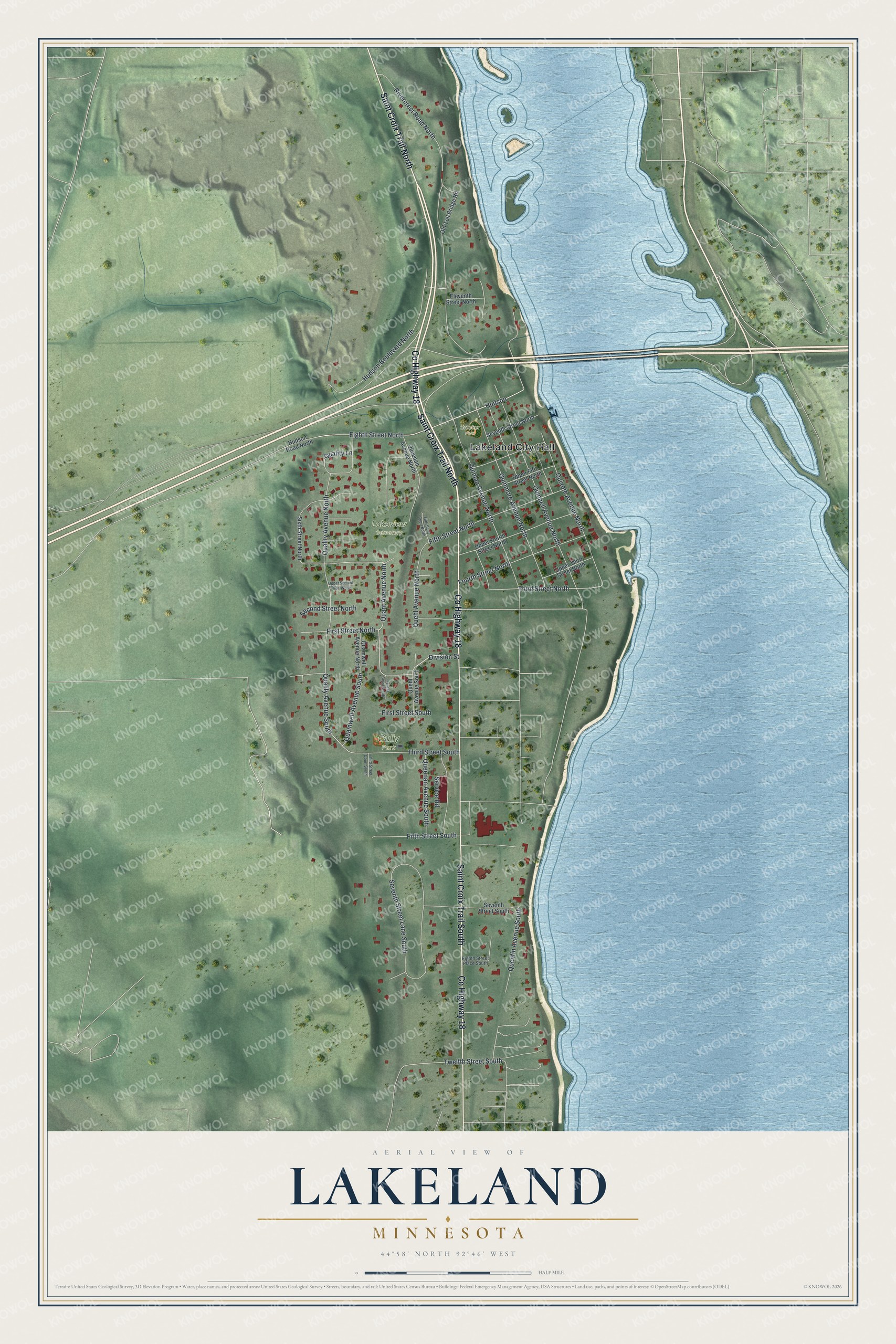 Watermarked full-map preview of Lakeland, Minnesota