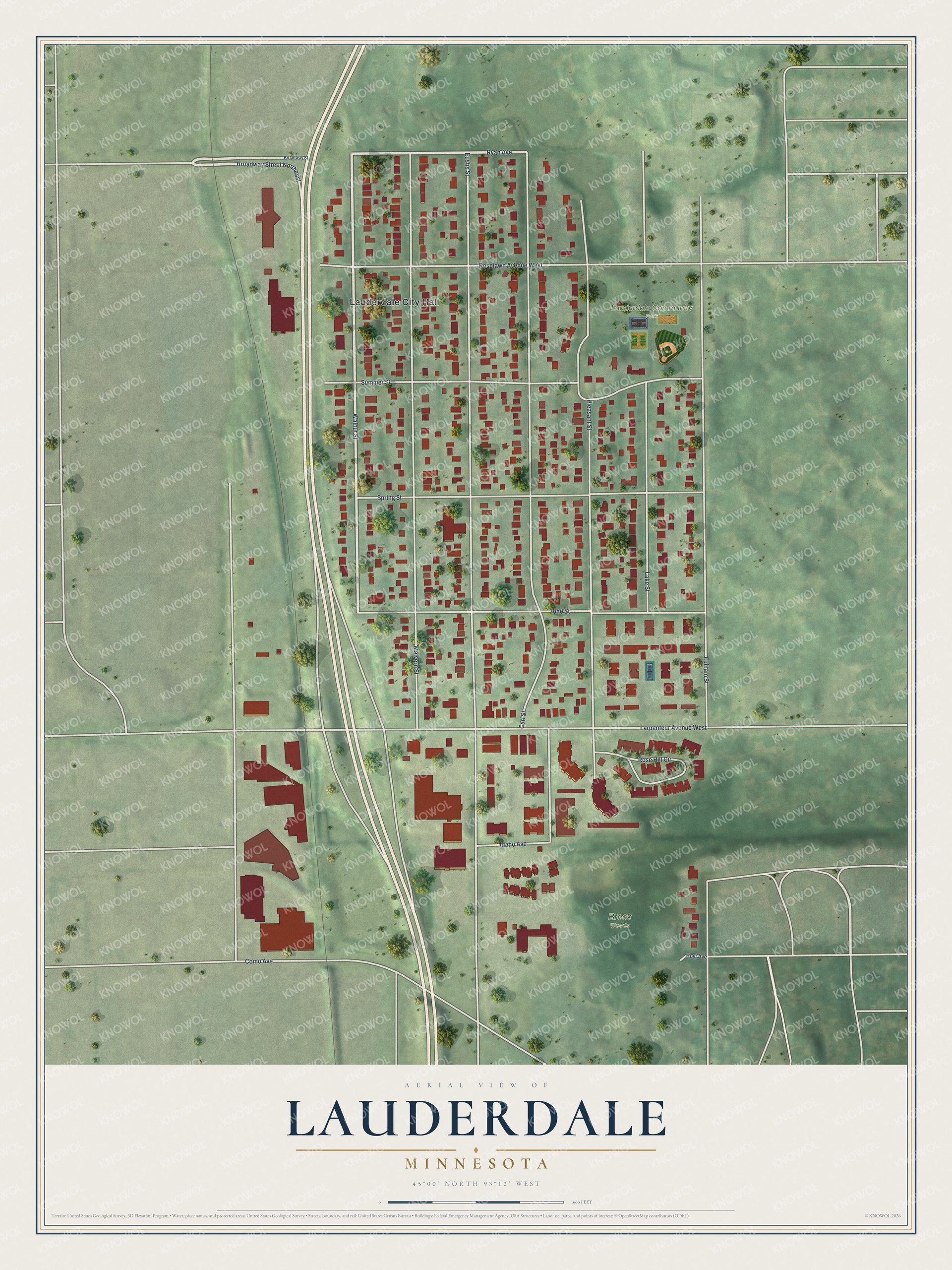 Watermarked full-map preview of Lauderdale, Minnesota