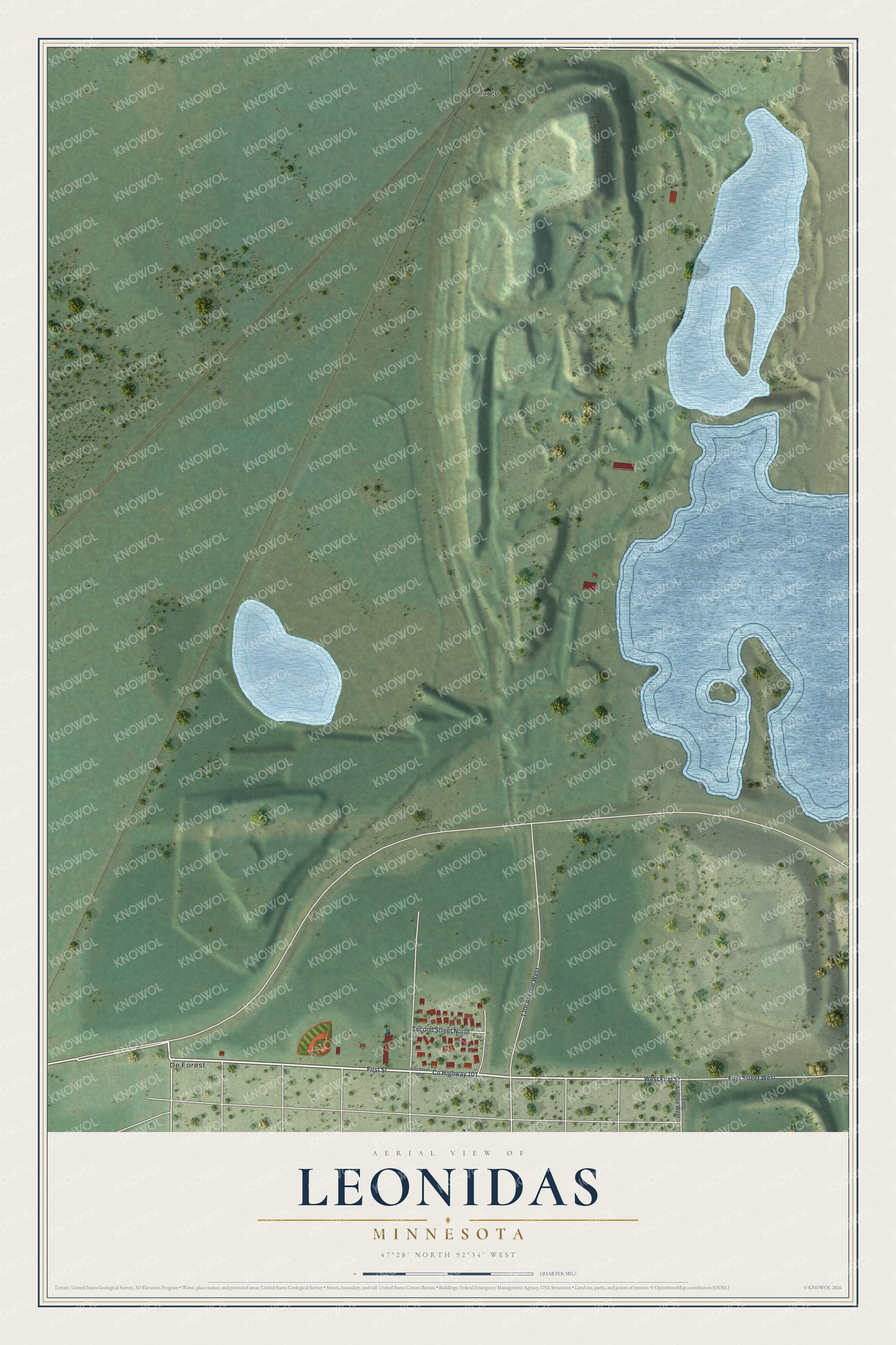 Watermarked full-map preview of Leonidas, Minnesota