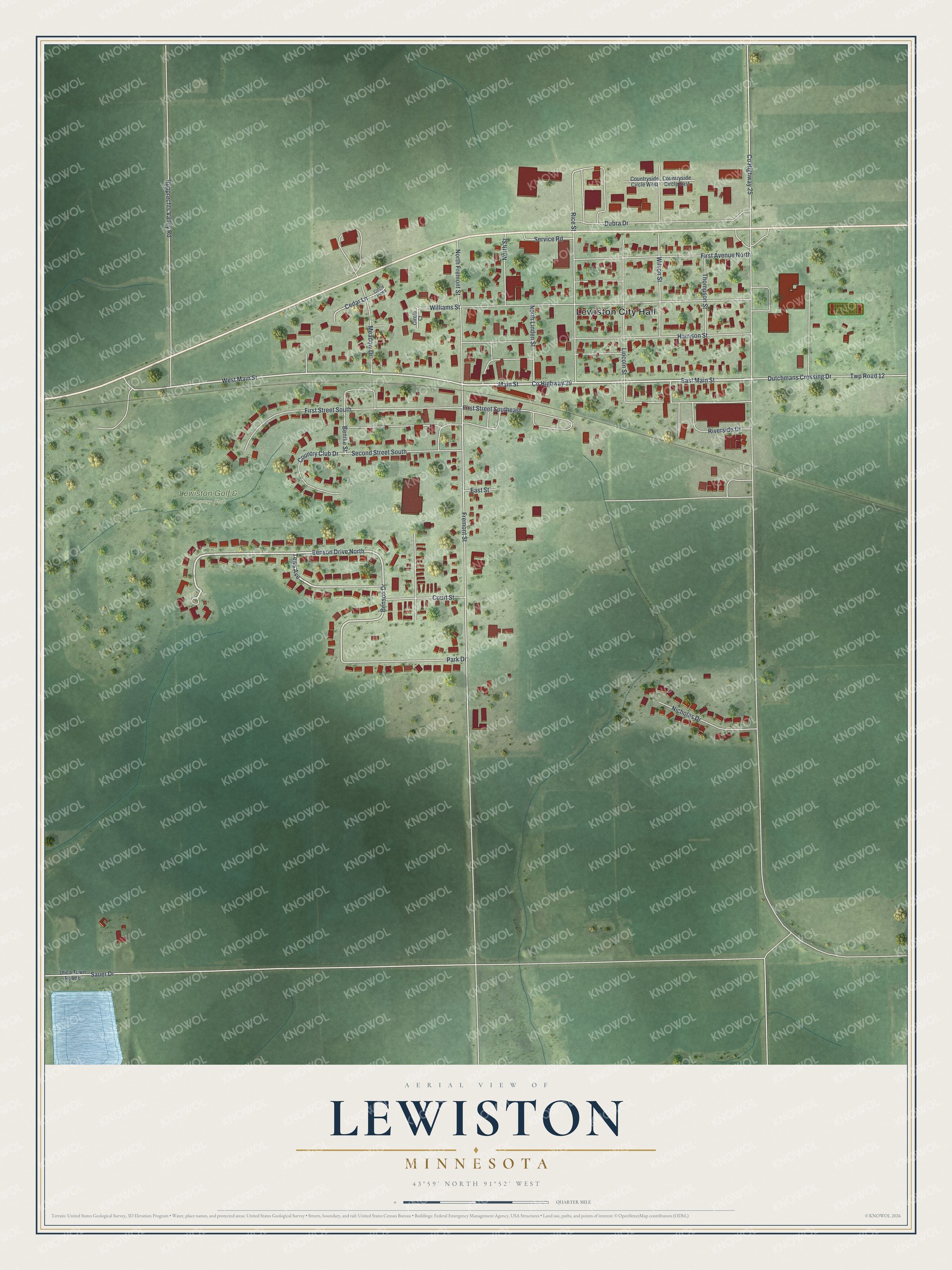 Watermarked full-map preview of Lewiston, Minnesota