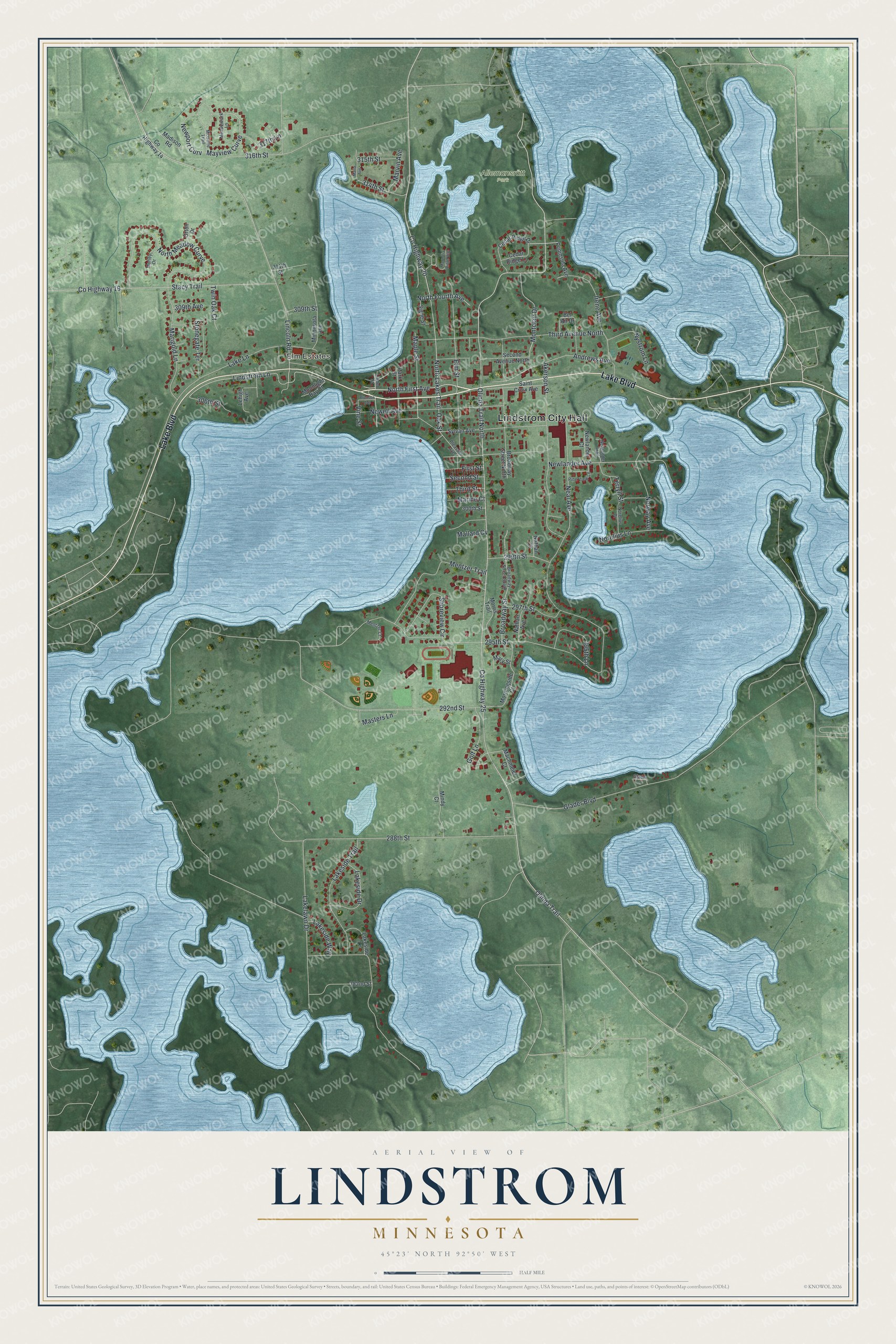 Watermarked full-map preview of Lindstrom, Minnesota