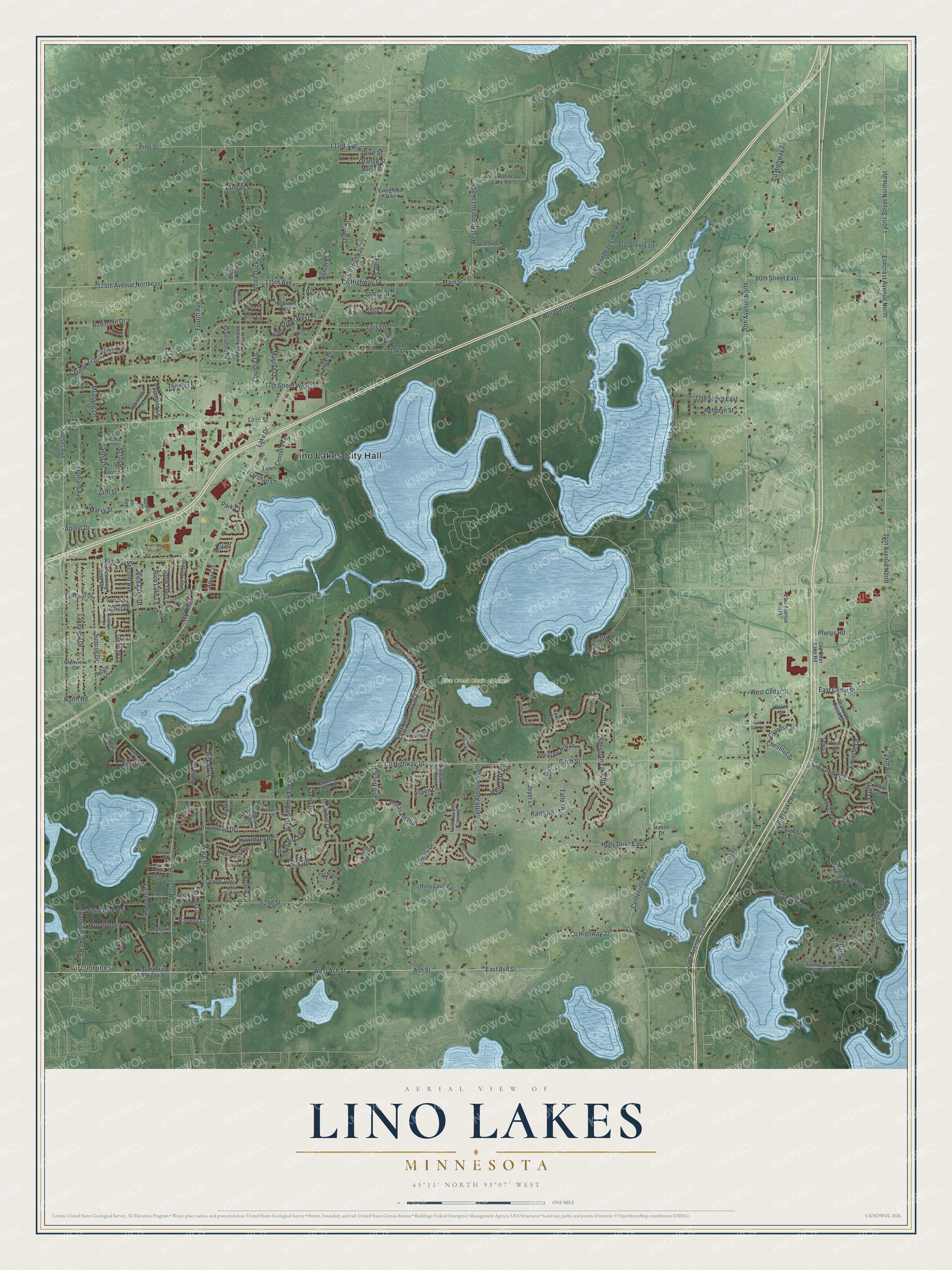 Watermarked full-map preview of Lino Lakes, Minnesota