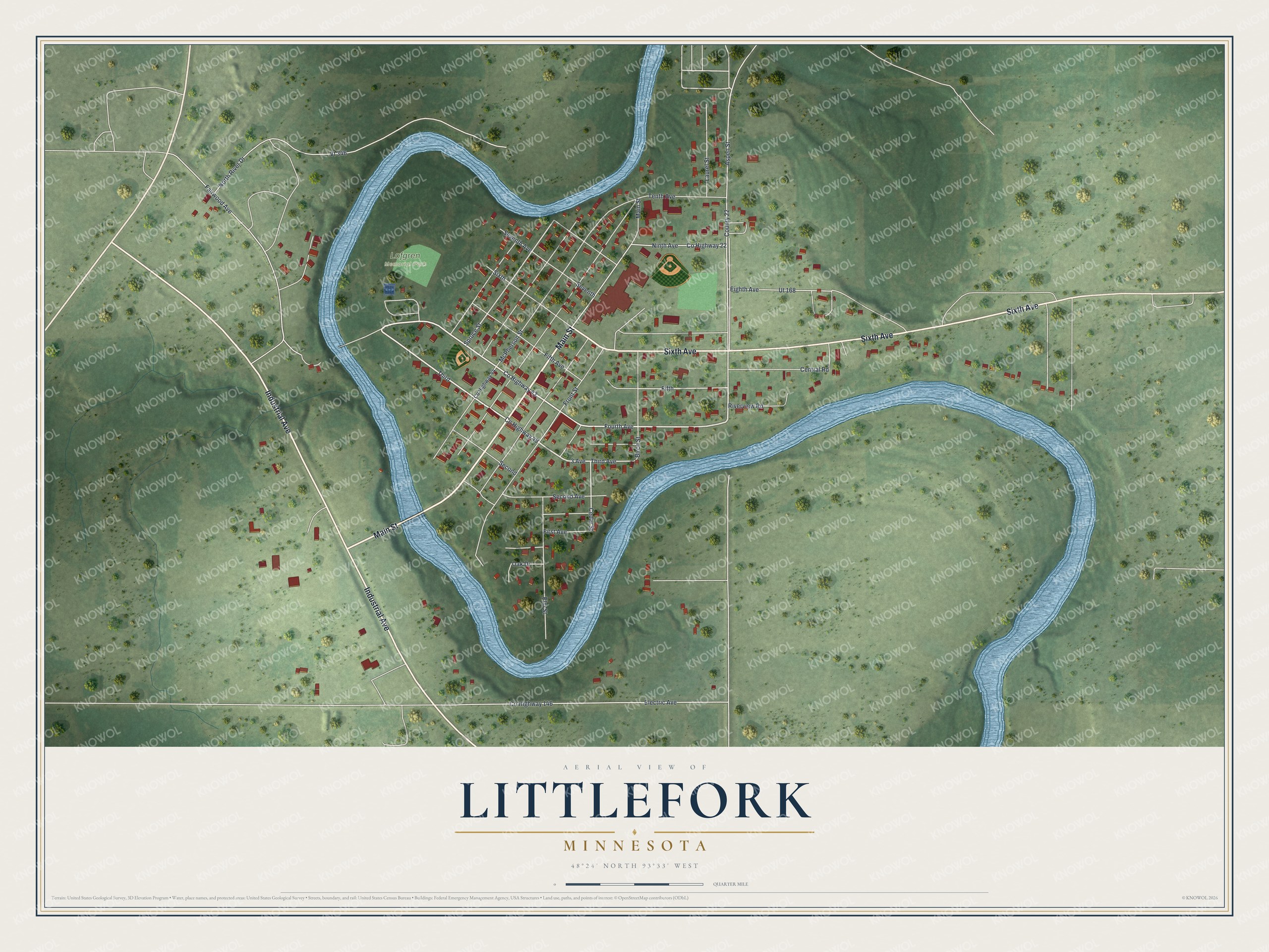 Watermarked full-map preview of Littlefork, Minnesota
