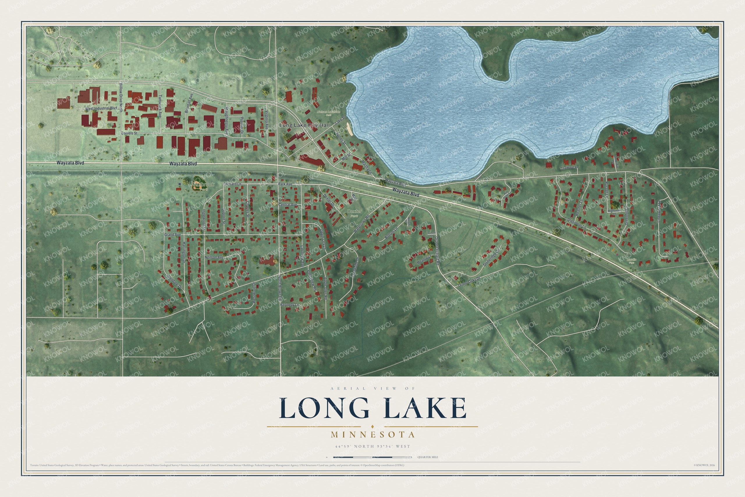 Watermarked full-map preview of Long Lake, Minnesota