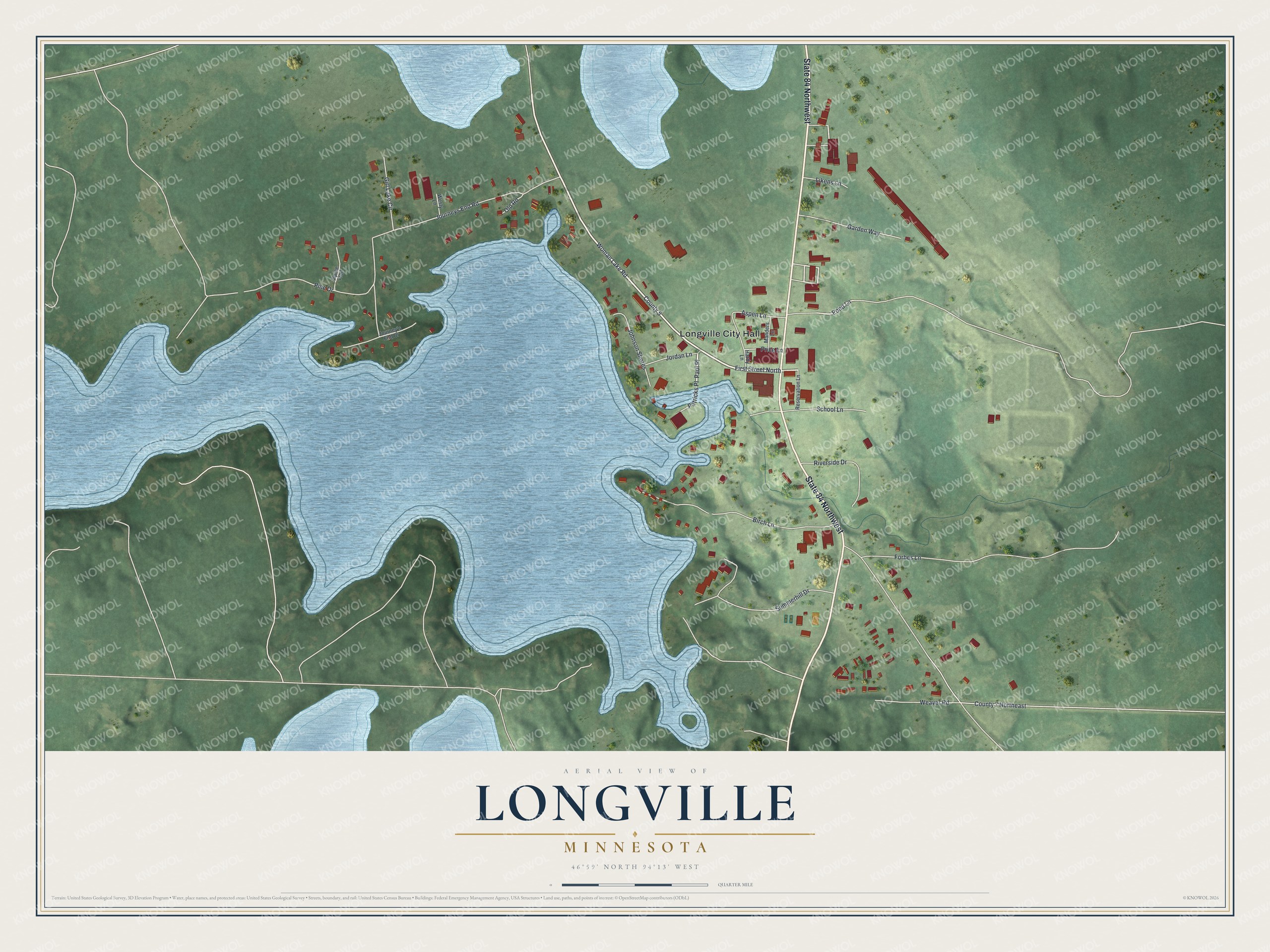 Watermarked full-map preview of Longville, Minnesota
