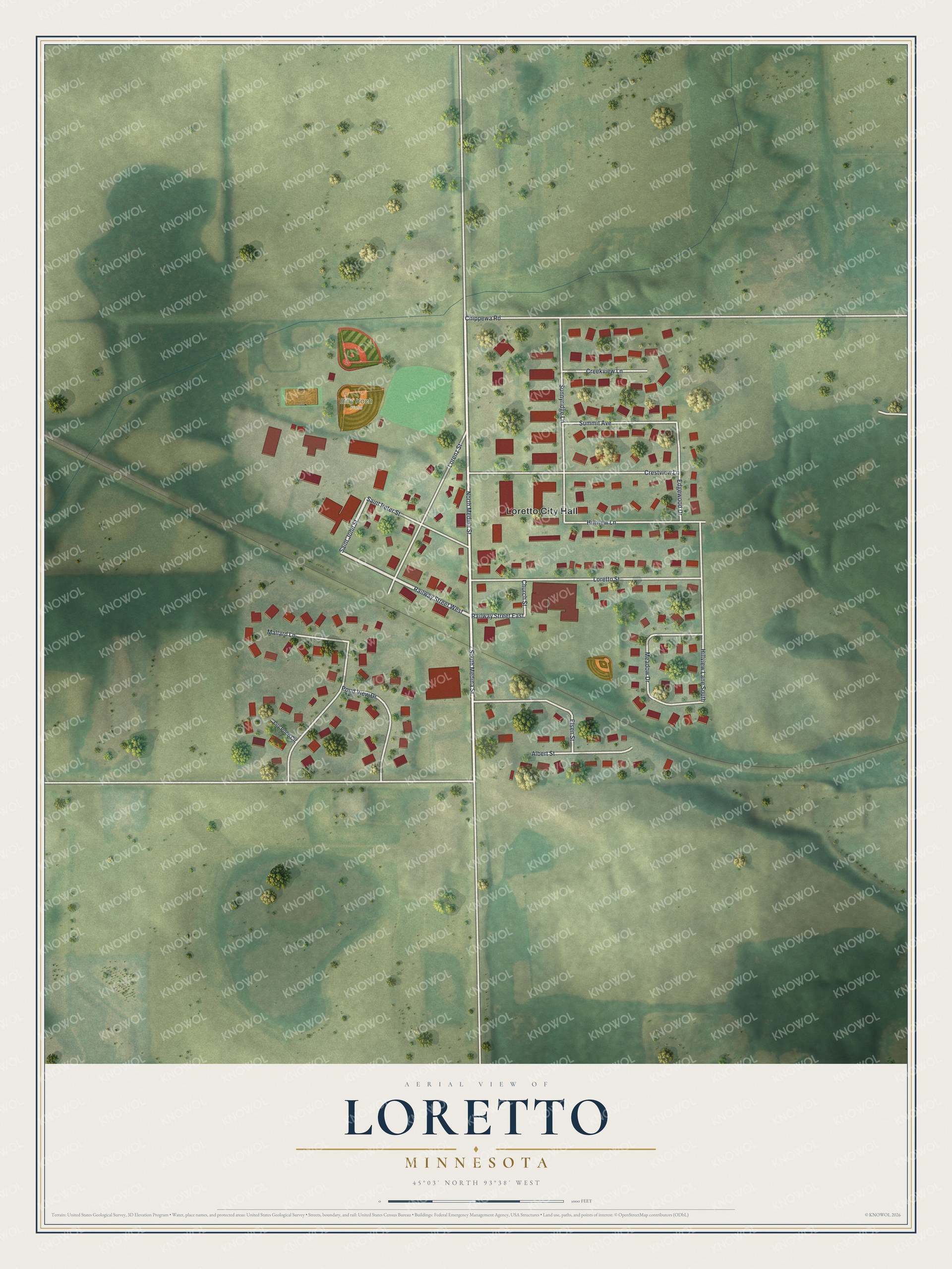 Watermarked full-map preview of Loretto, Minnesota