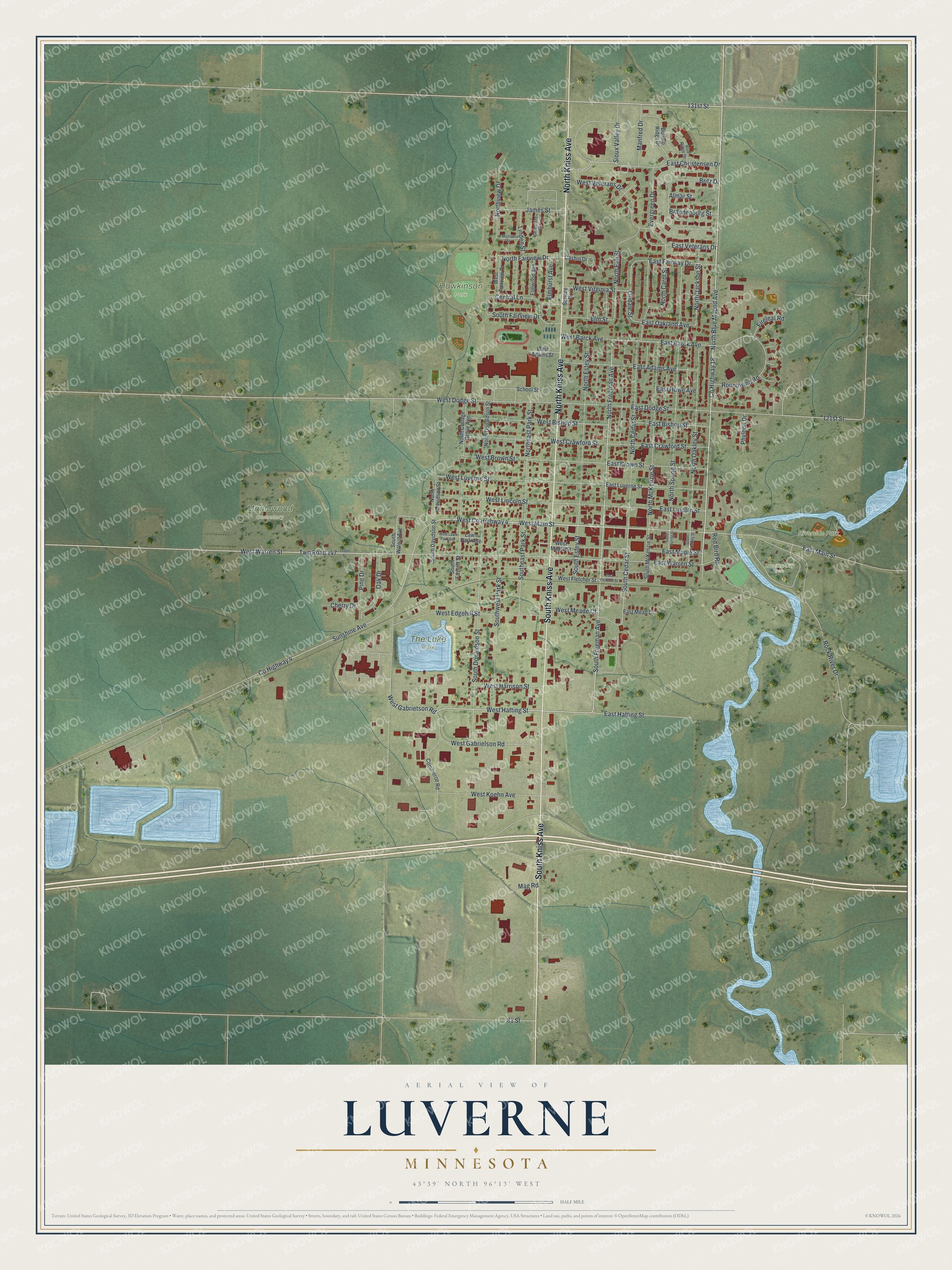 Watermarked full-map preview of Luverne, Minnesota
