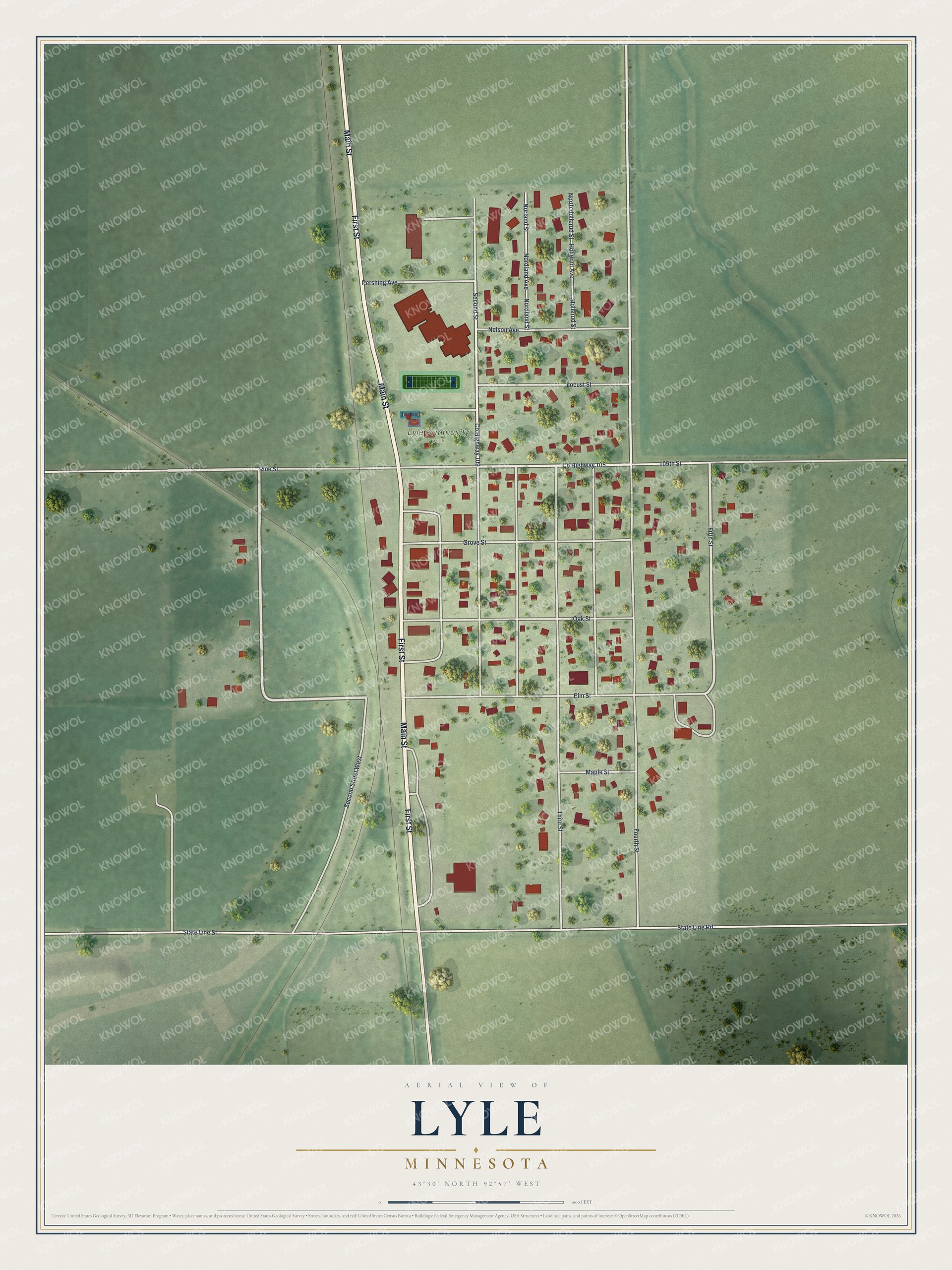 Watermarked full-map preview of Lyle, Minnesota