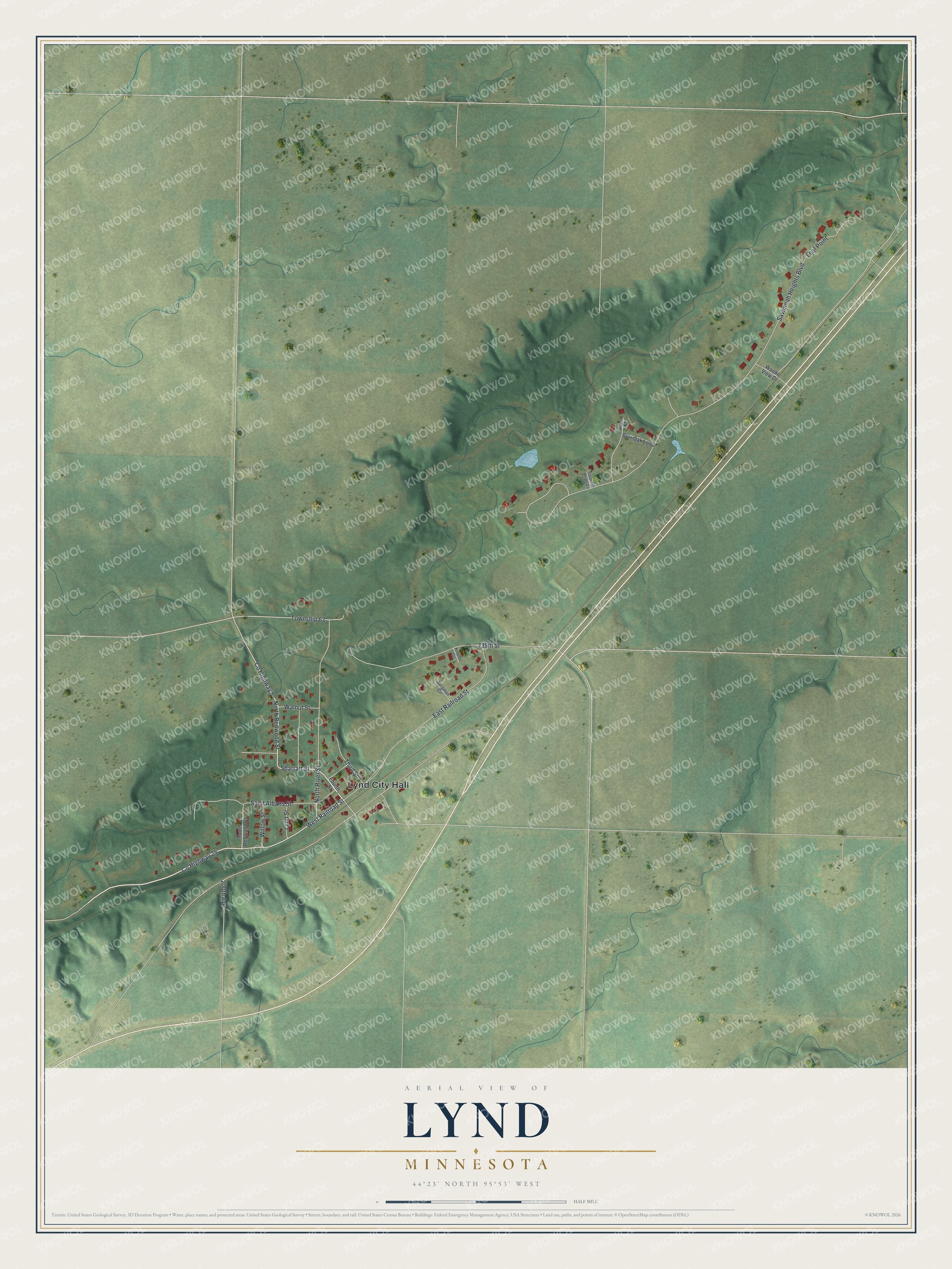 Watermarked full-map preview of Lynd, Minnesota