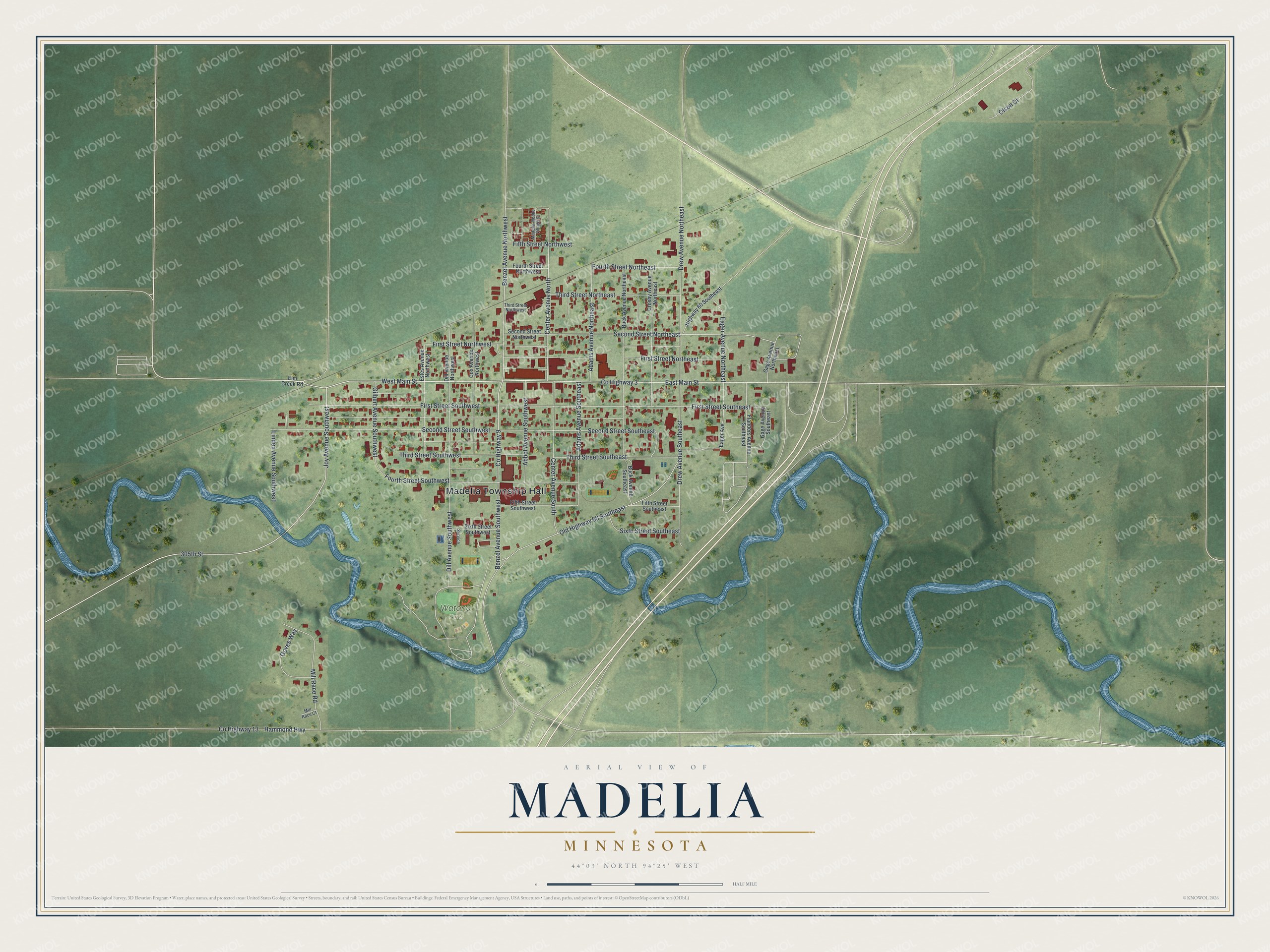 Watermarked full-map preview of Madelia, Minnesota