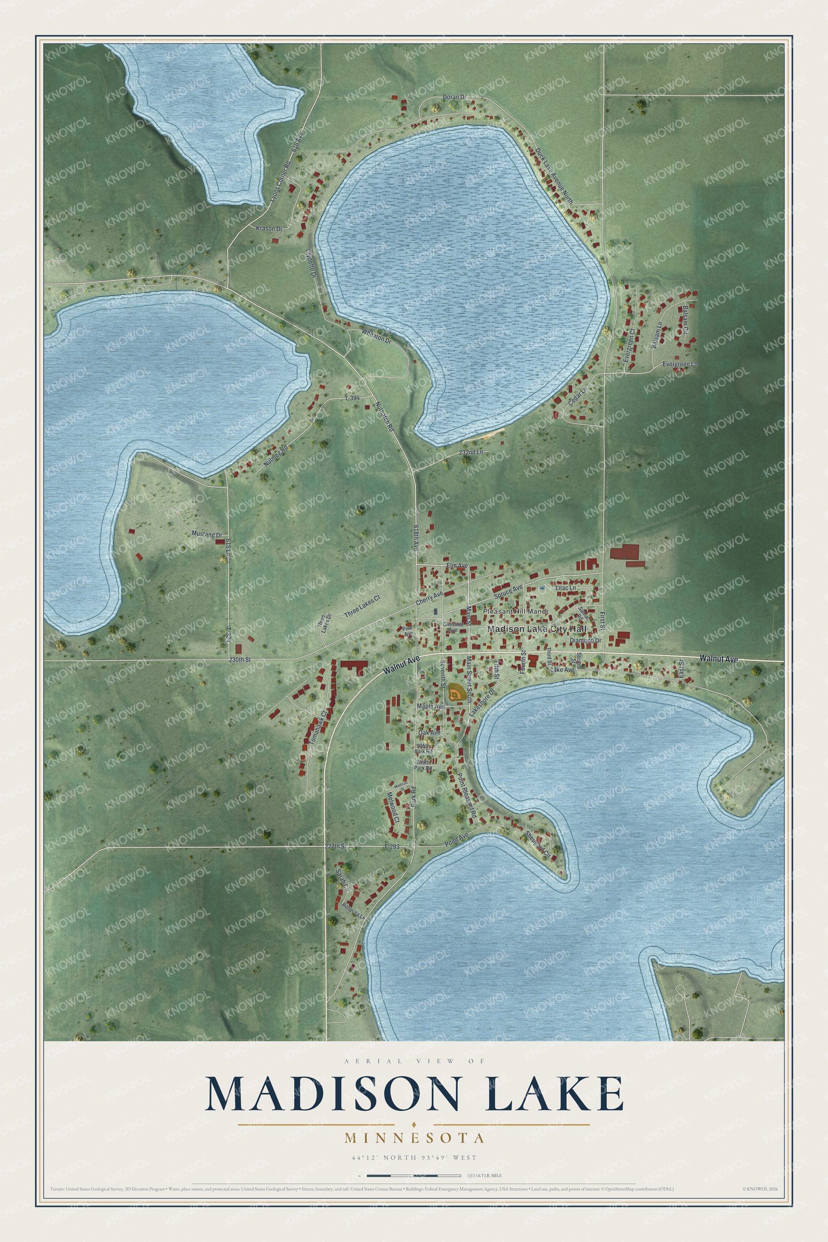 Watermarked full-map preview of Madison Lake, Minnesota