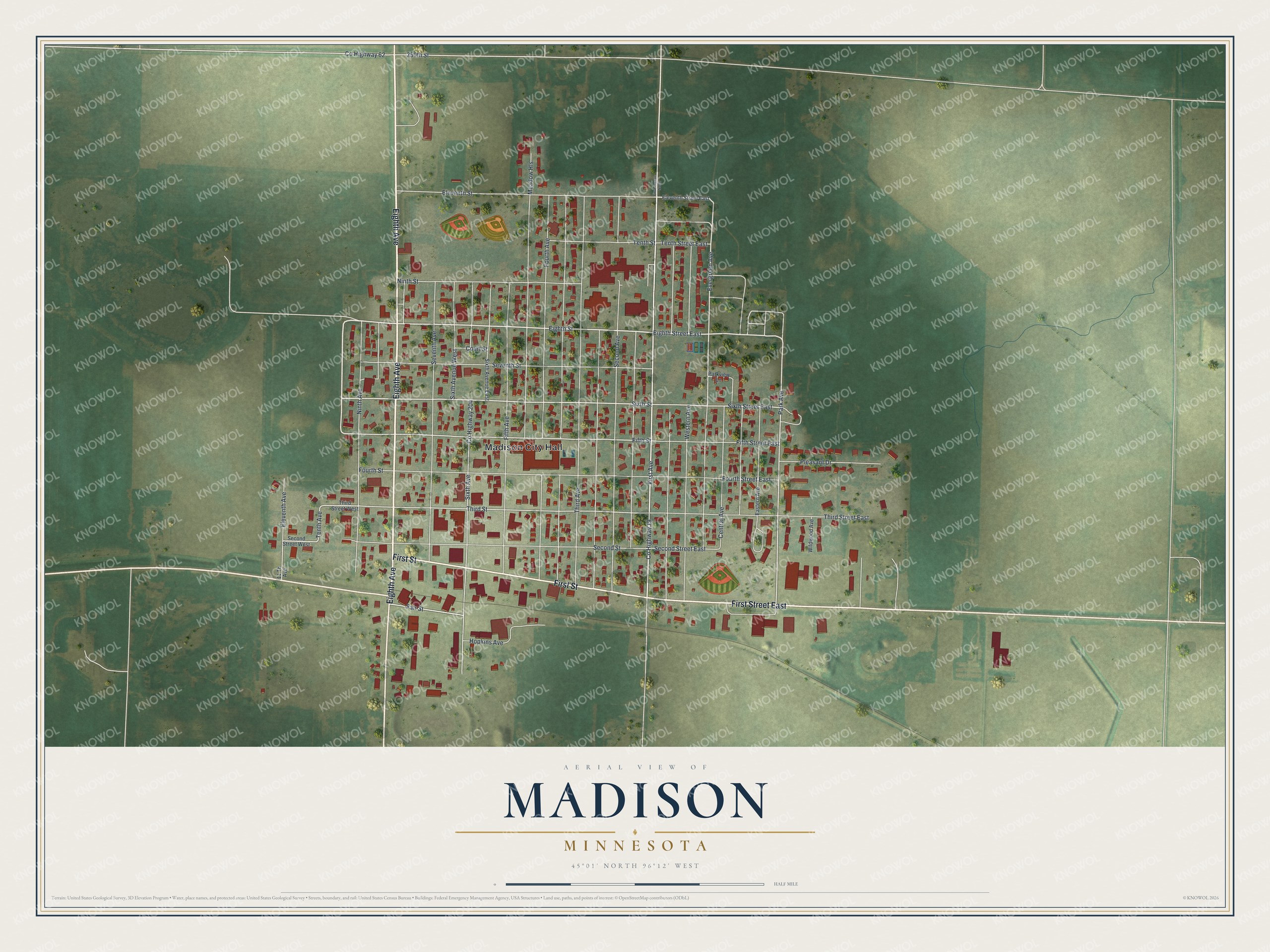 Watermarked full-map preview of Madison, Minnesota